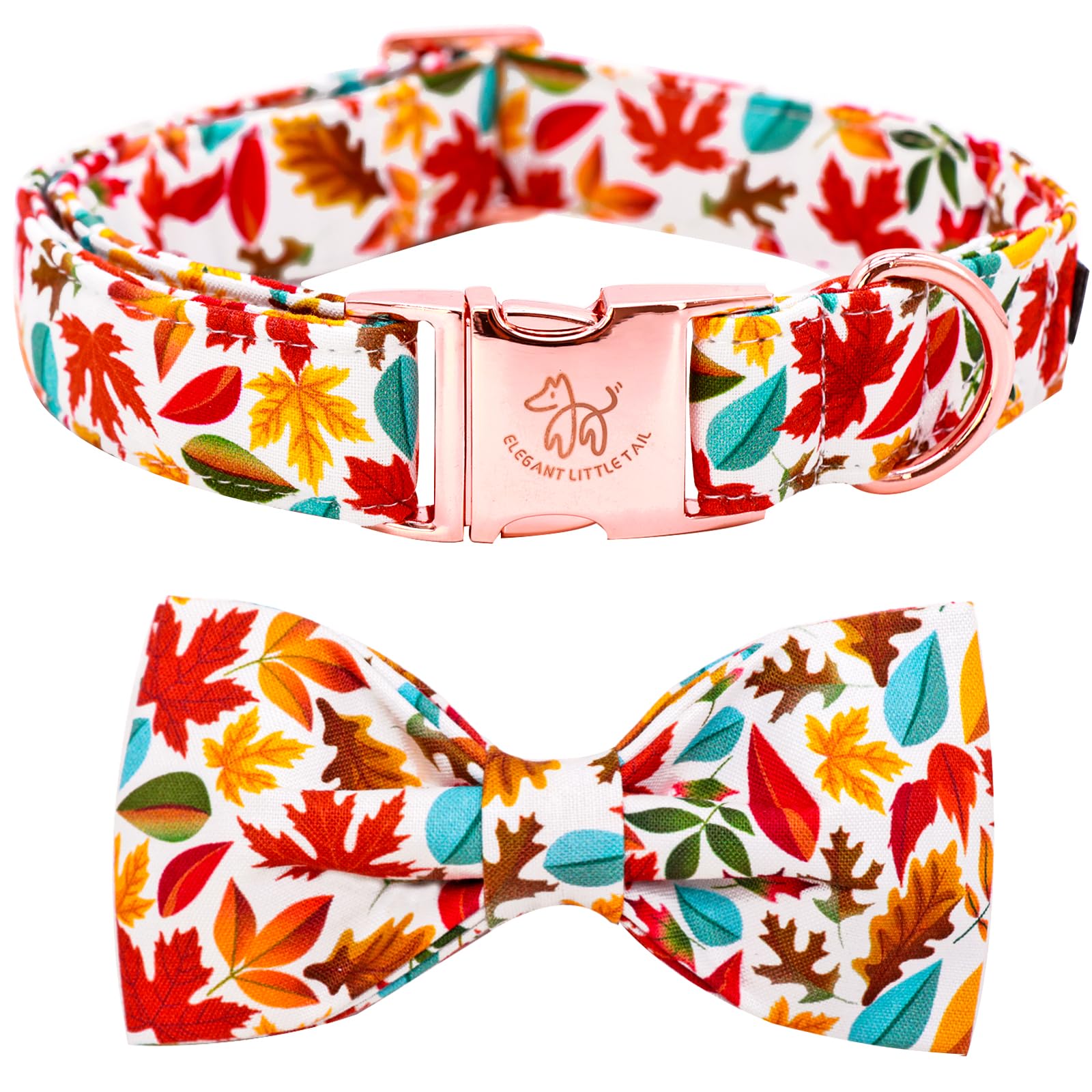 Elegant Little Tail Fall Dog Collar, Male Or Female Dog Collar With Bow Adjustable Soft Bow Tie Dog Collars For Small Dogs