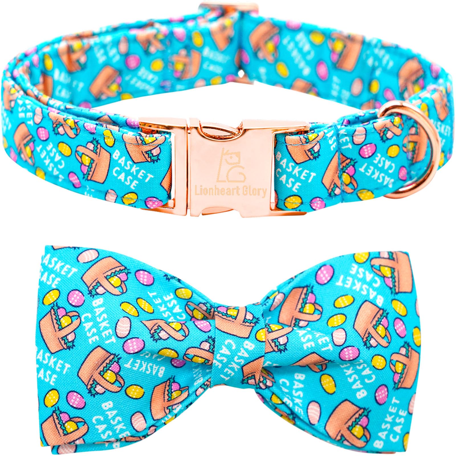 Lionheart Glory Dog Bow Collar Easter Day Dog Collar For Medium Dogs,Easter Egg Dog Collars With Bowtie Colorful Dog Collar Spri