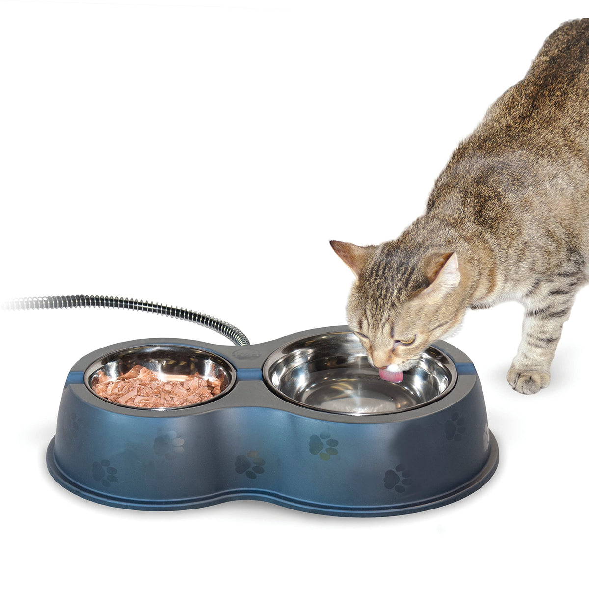 K&H Pet Products Outdoor Heated Cat Food & Water Bowls for Outside Pets, Thermo-Kitty Caf   Feral Cat Feeding Station, No Frozen