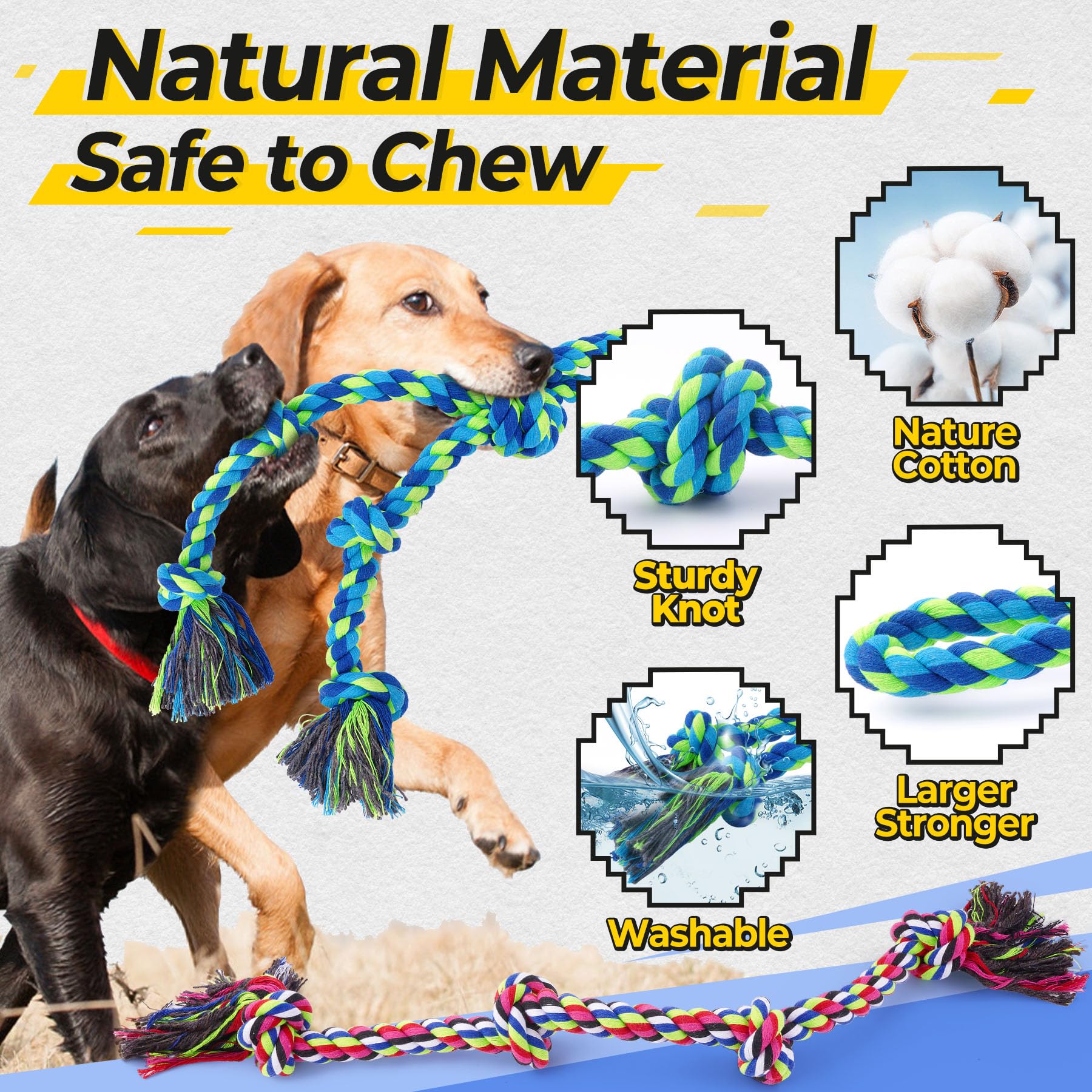 Eefitoys Heavy Duty Dog Rope Toys For Aggressive Chewers, Tough Tug Of War Dog Toys For Large, Medium & Small Dogs - 5 Pack Incl