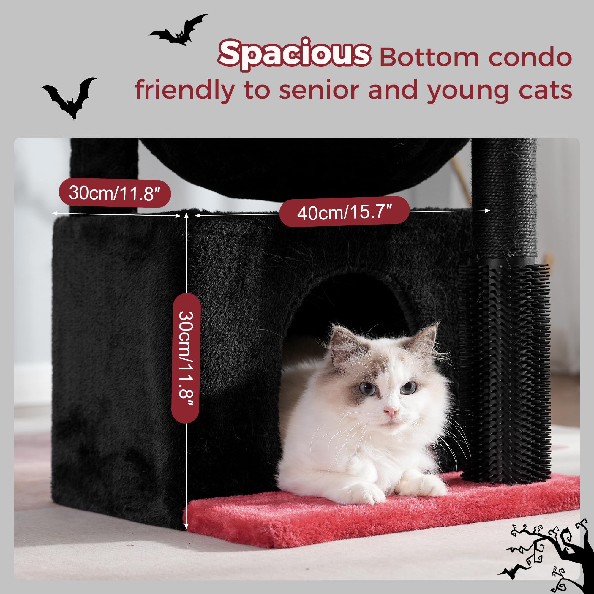 Pawfessor Gothic Cat Tree 32 Inches Small Cat Tree For Large Cats Adult Cat Tower With Scratching Post,15.7   Large Hammock And