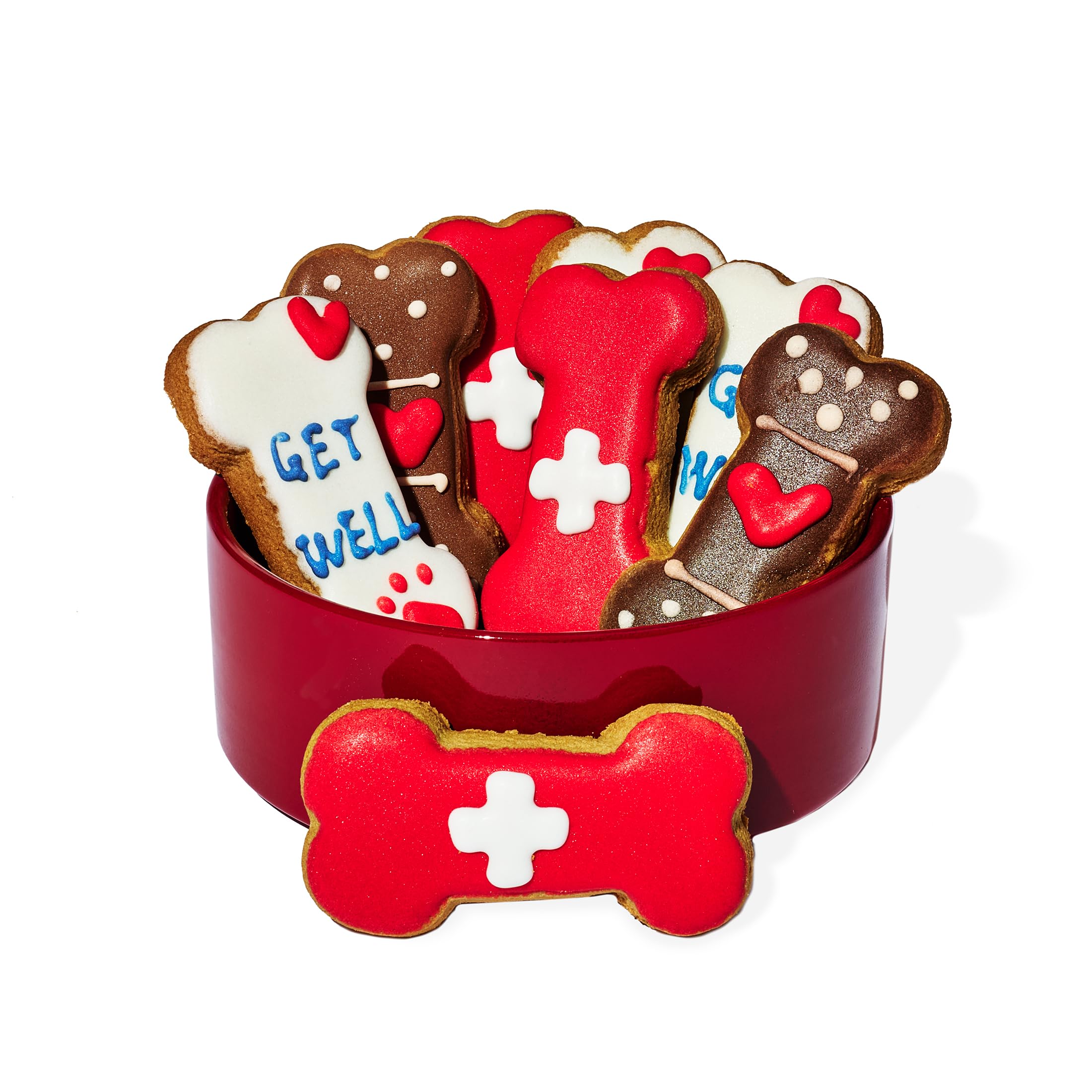 Thoughtfully Get Well Dog Cookies Gift Set - 8 Crunchy Treats, Hand Decorated Biscuits to Brighten Their Day