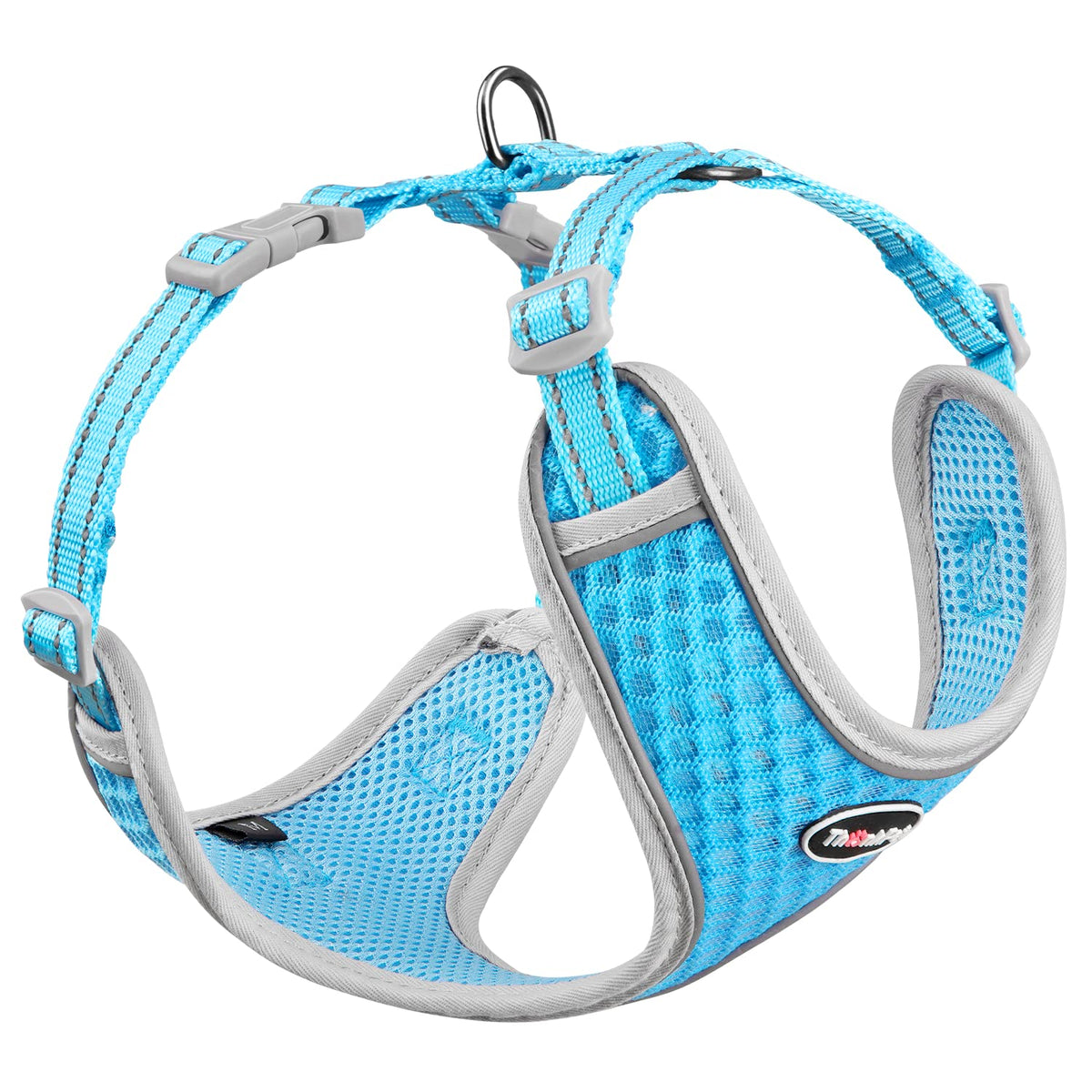 Thinkpet Reflective Breathable Soft Air Mesh No Pull Puppy Choke Free Over Head Vest Harness For Puppy Small Medium Dogs And Cats Light Blue Small