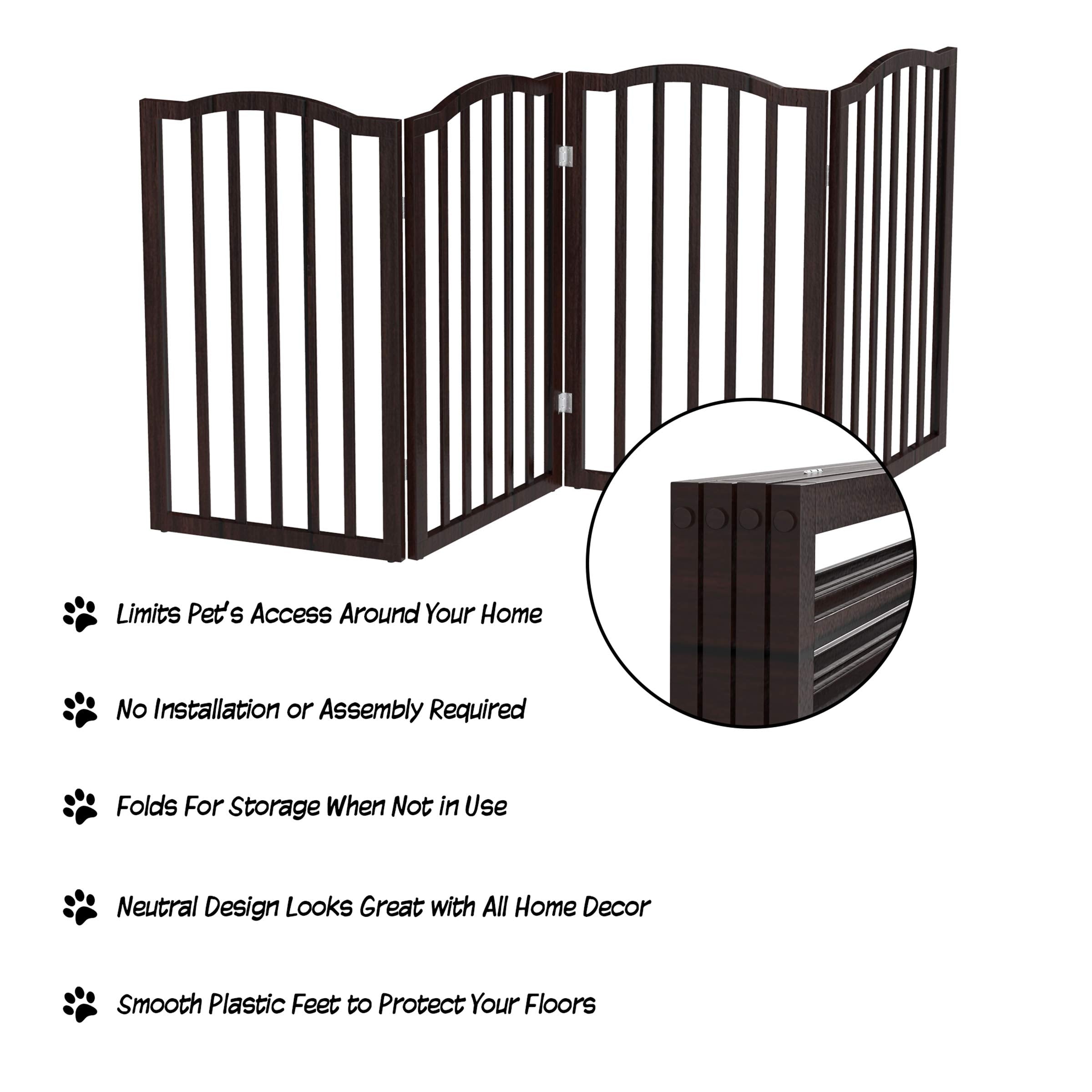 Petmaker Indoor Pet Gate - 4-Panel Folding Dog Gate For Stairs Or Doorways - 73.5X32-Inch Tall Freestanding Pet Fence For Cats And Dogs (White)
