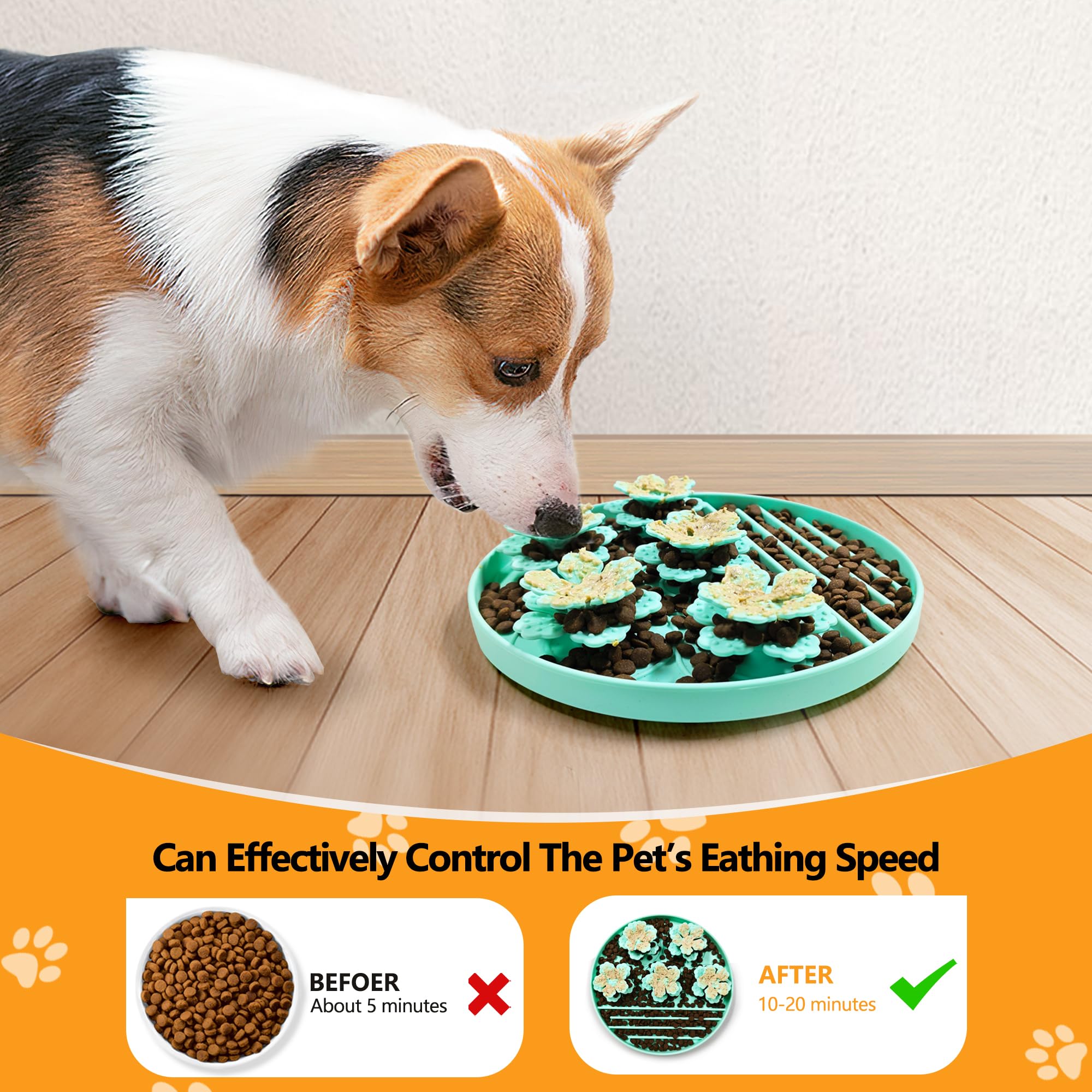Awinner Slow Feeder Dog Bowl Make Mealtime Fun And Healthy With - Reduce Overeating And Aid Digestion Cat Lick Mat (Cyan)