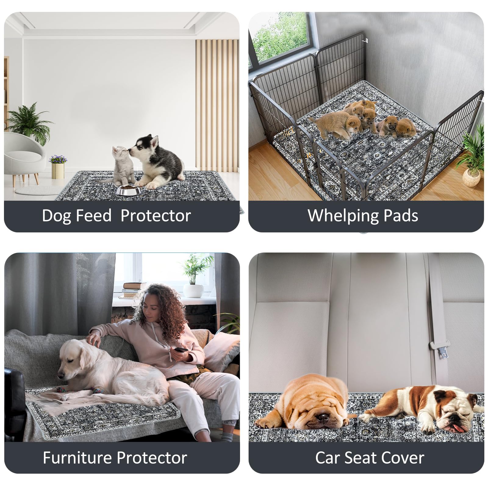 Aihsumc Washable Pee Pads For Dogs, (2 Pack, 36''X42'') Upgrade Reusable Puppy Pads With Non-Slip Rug Pad, Super Thickening Abso