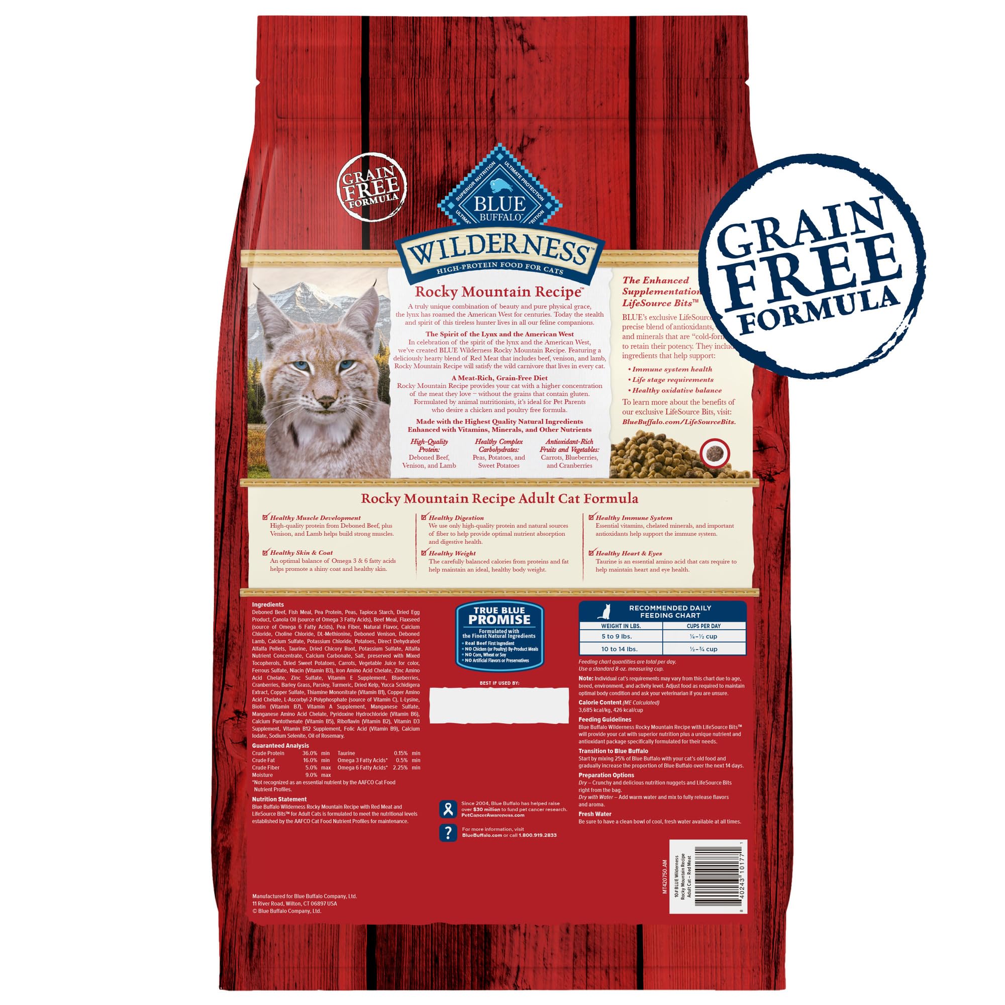 Blue Buffalo Wilderness Adult Dry Cat Food, Rocky Mountain Recipe, Chicken-Free & Grain-Free Recipe Made with Natural Ingredient