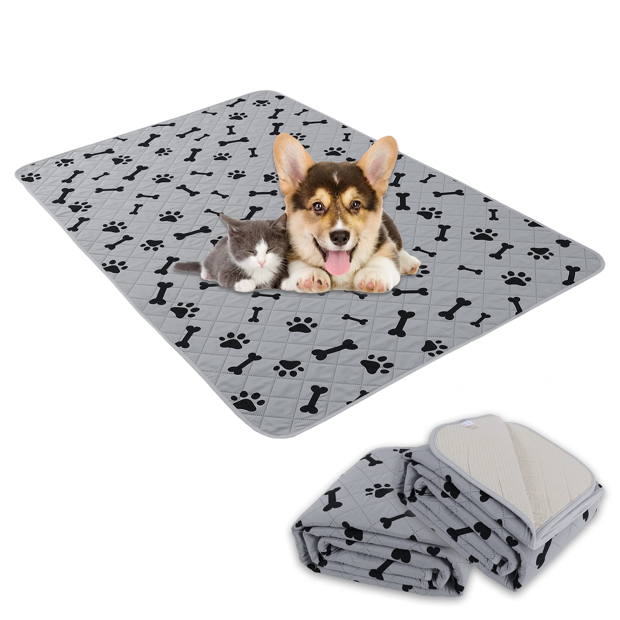 Dog Crate Pee Pads - Wahable Dog Rugs Non-Slip Puppy Pads For Small Dogs, Water Absorb Training Pads (24' X 32', Gray) 2 Packs