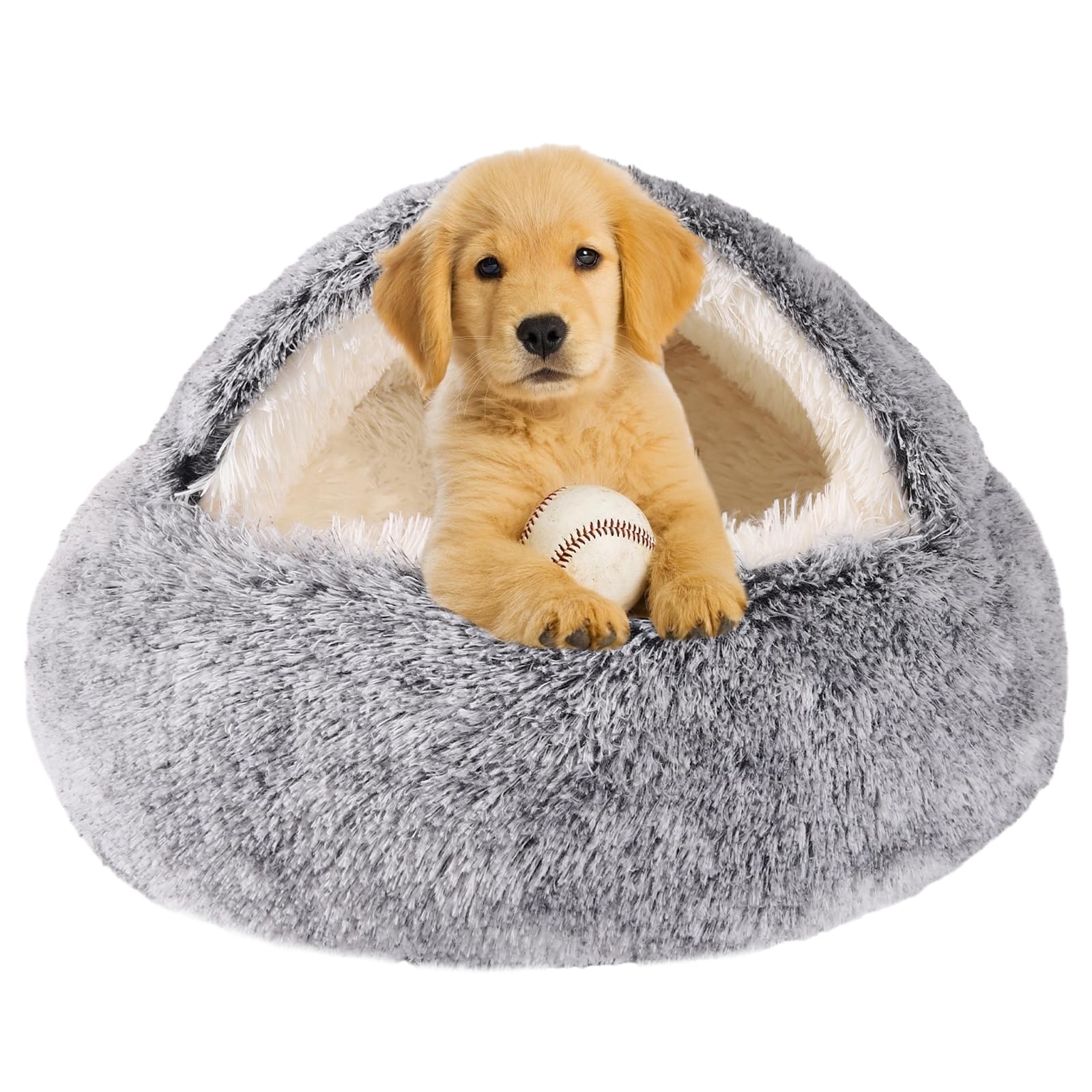 Cozy Nook Pet Bed For Dogs Or Cats - Washable Cute Cat Bed, Anti-Slip Fits Up To 12 Lbs Pets(Grey, 20'' X 20'')