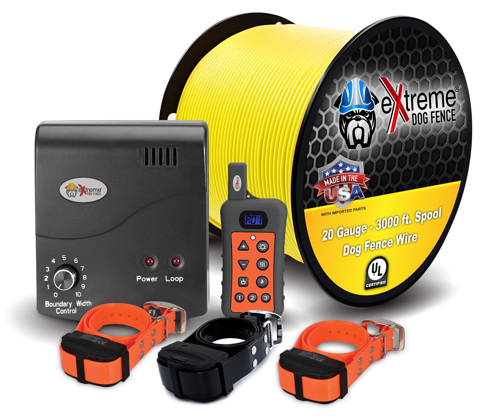Electric Dog Fence + Remote Trainer - 3 Dog / 1000' Of 20 Gauge Underground Dog Fence Wire (Up To 1 Acre) - Dual Solution To Con