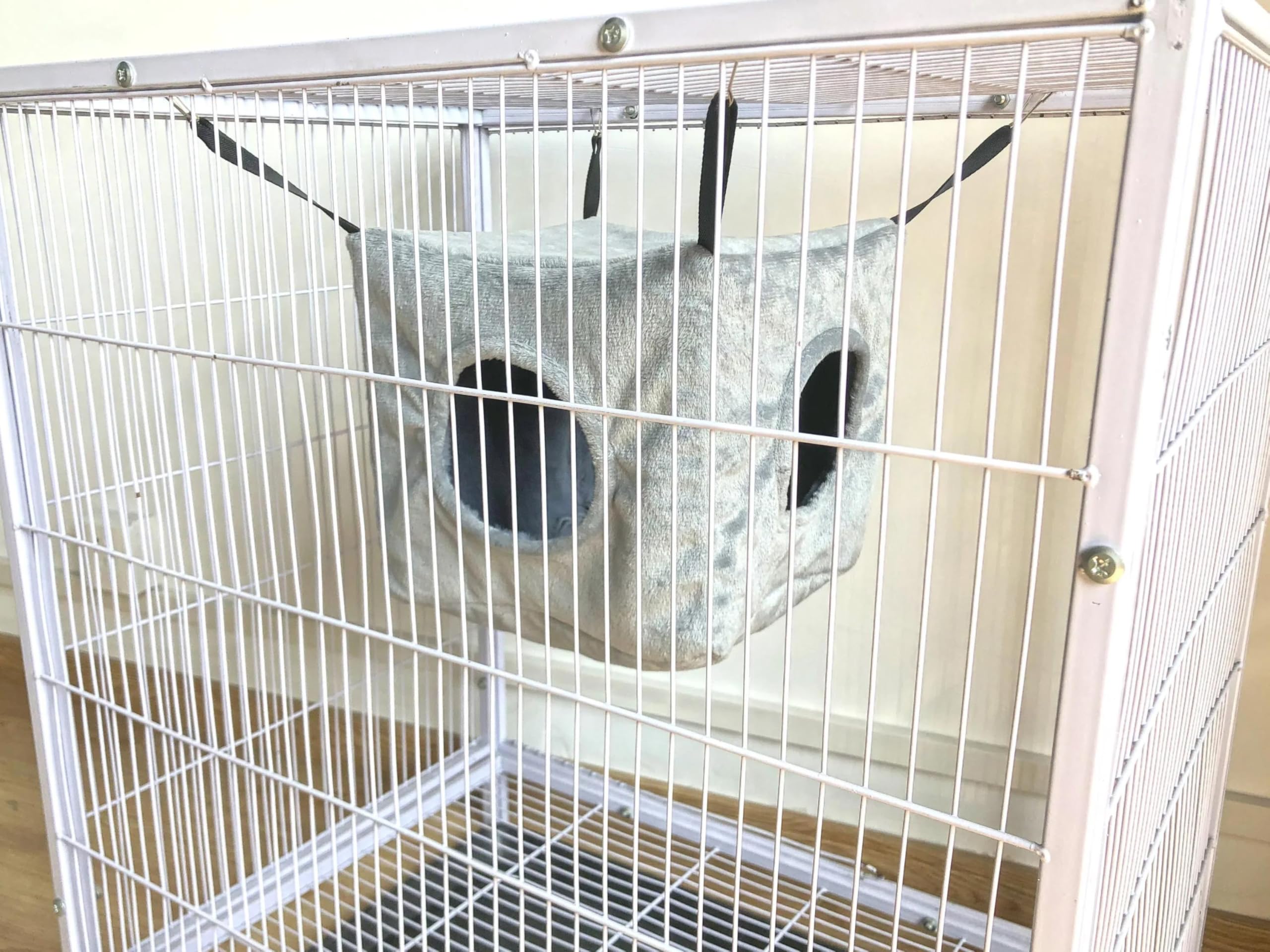 Vedem Small Animals Cube Hammock For Ferret, Rat, Chinchilla, Squirrel, Guinea Pig Cage Hanging Warm Hideout Bed (Grey)