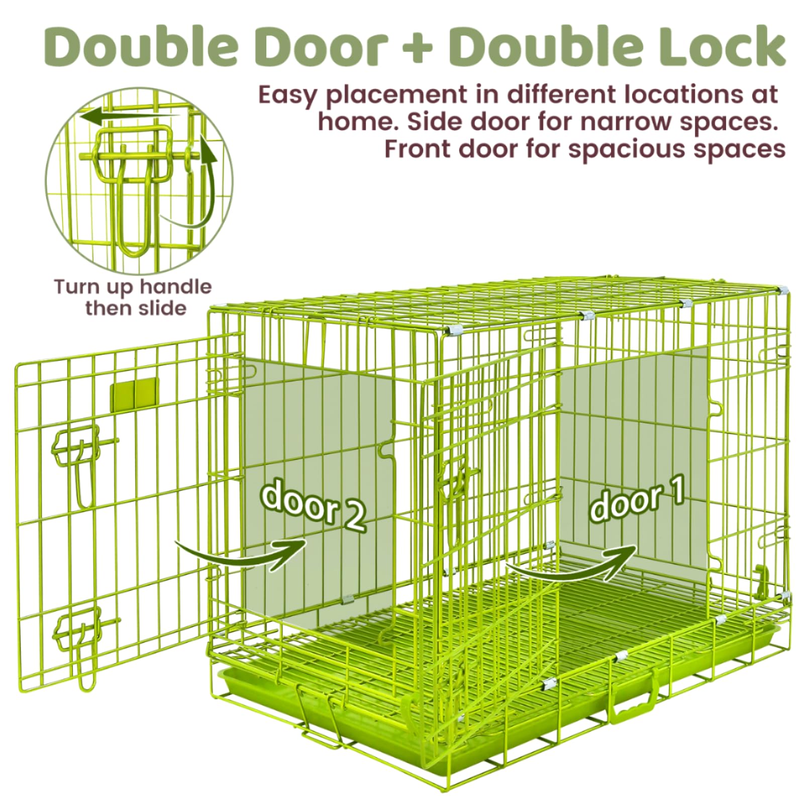 Homey Pet 30 Inch Dog Kennel Indoor, Green Dog Cage For Small Dogs Foldable Dog Crates For Medium Dogs Nano-Coated Metal Wire Do