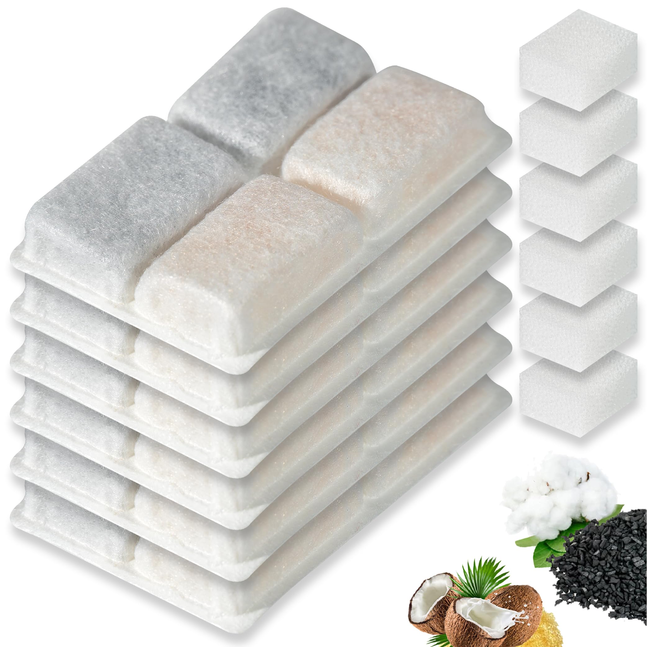 Toggath Cat Water Fountain Filter Replacement Compatible With 67Oz/2L Pet Water Fountain With Led Light & Water Level Window, Filters For Cat Water Fountain With Pre-Filter Foam Sponge(6+6 Packs)