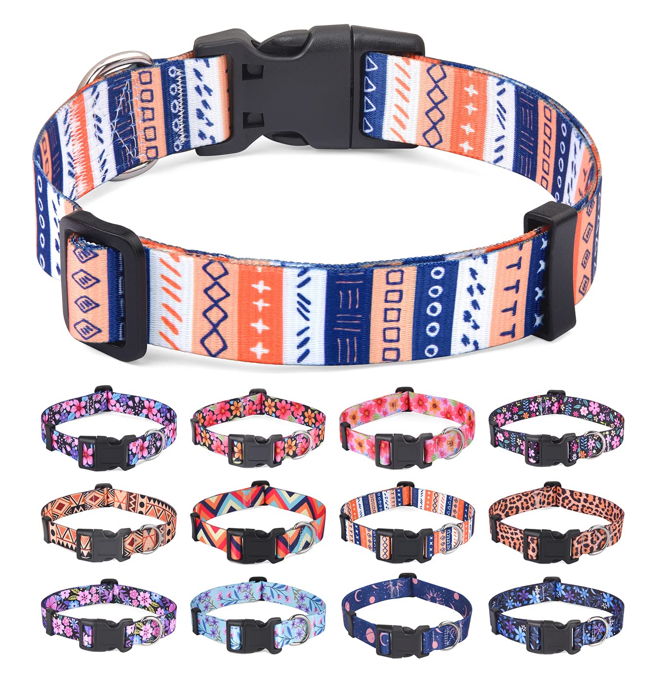 Hqyddmi Dog Collar For Large Dogs, Soft Comfy Pet Collar For Small Medium Large Dogs, Geometry Pattern For Boy Girl Puppy Dogs(S