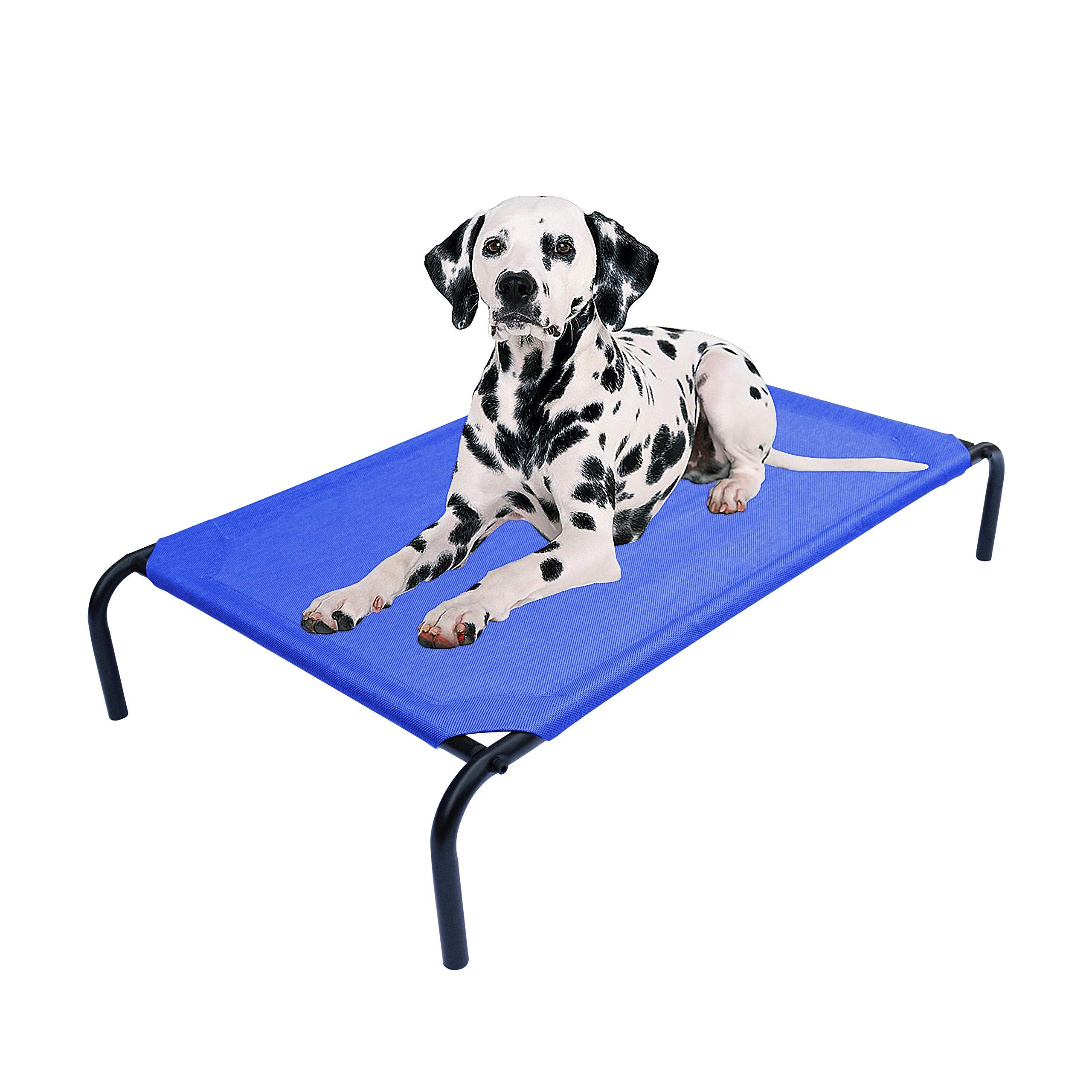 Phyex Heavy Duty Steel-Framed Portable Elevated Pet Bed, Elevated Cooling Pet Cot, 43.5'' L X 25.5'' W X 7.8'' H(M, Blue)