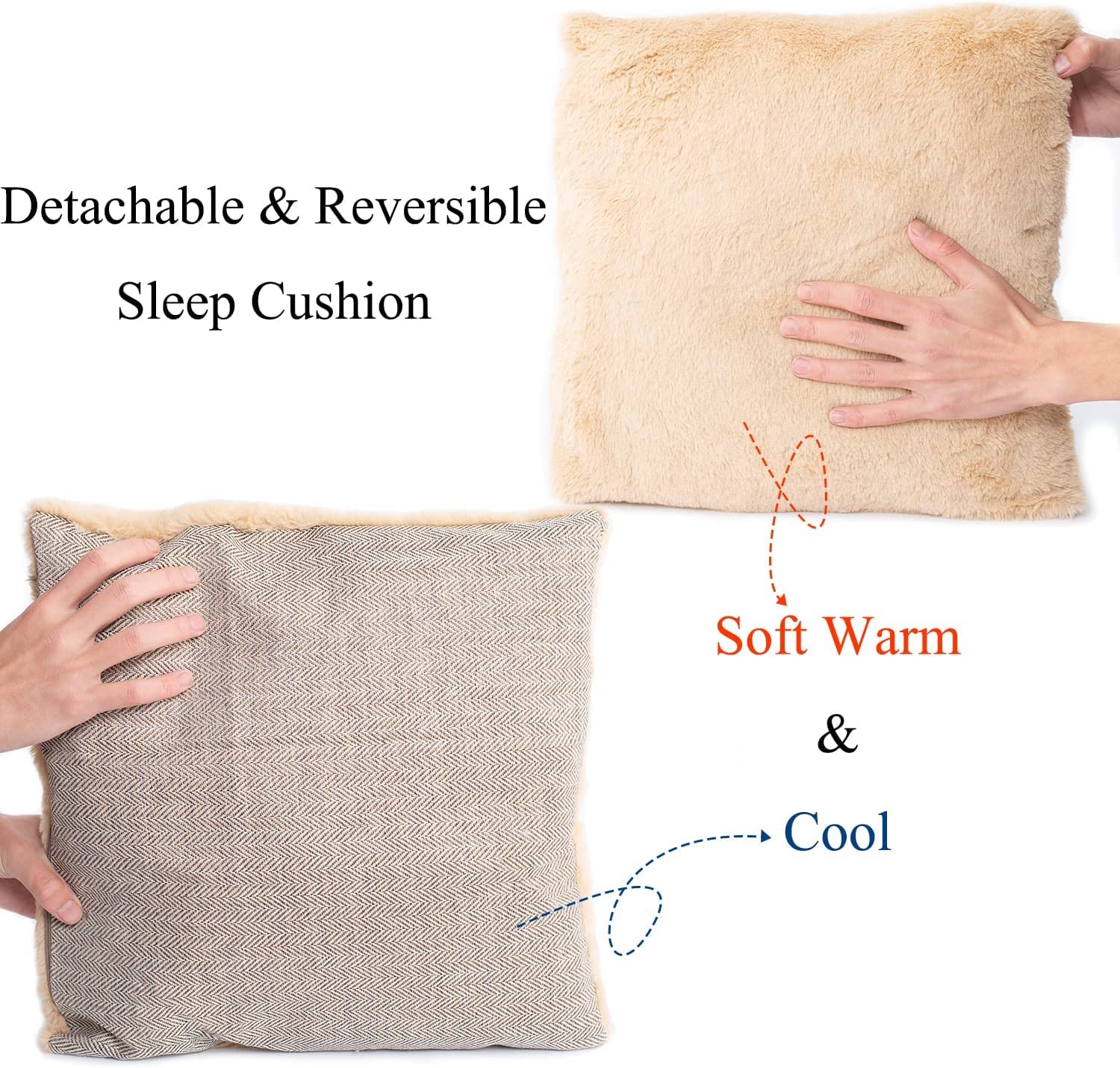 Windracing Cat Bed For Indoor Cats - Cat Cave Bed Cat House Cat Tent With Removable Washable Cushioned Pillow, Soft And Self Warming Kitten Beds,Cat Beds & Furniture, Pet Bed (Large, Beige)