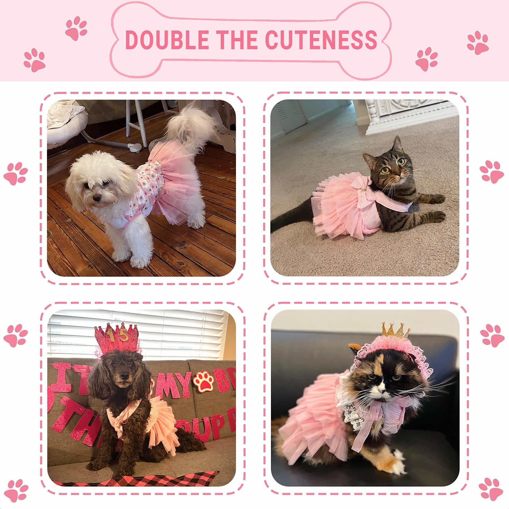 Dog Dresses, Fashion Pet Dog Clothes, Striped Mesh Puppy Dog Princess Dresses (Purple/Pink(4Pack), Medium)