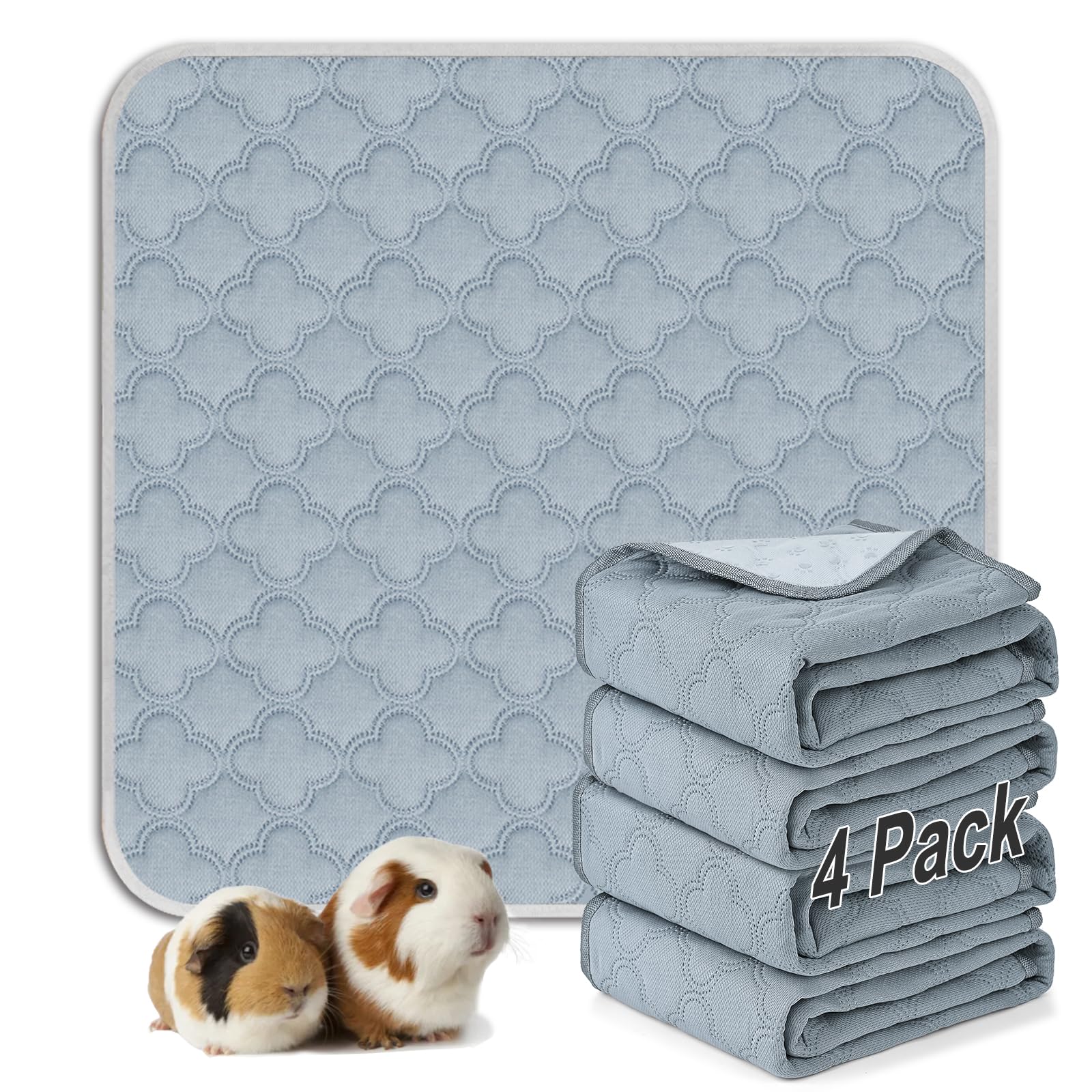 Funfurry Washable Guinea Pig Cage Liner - 4 Pack Reusable Washable Pee Pads,Waterproof Guinea Pig Bedding For Small Animal - Rab