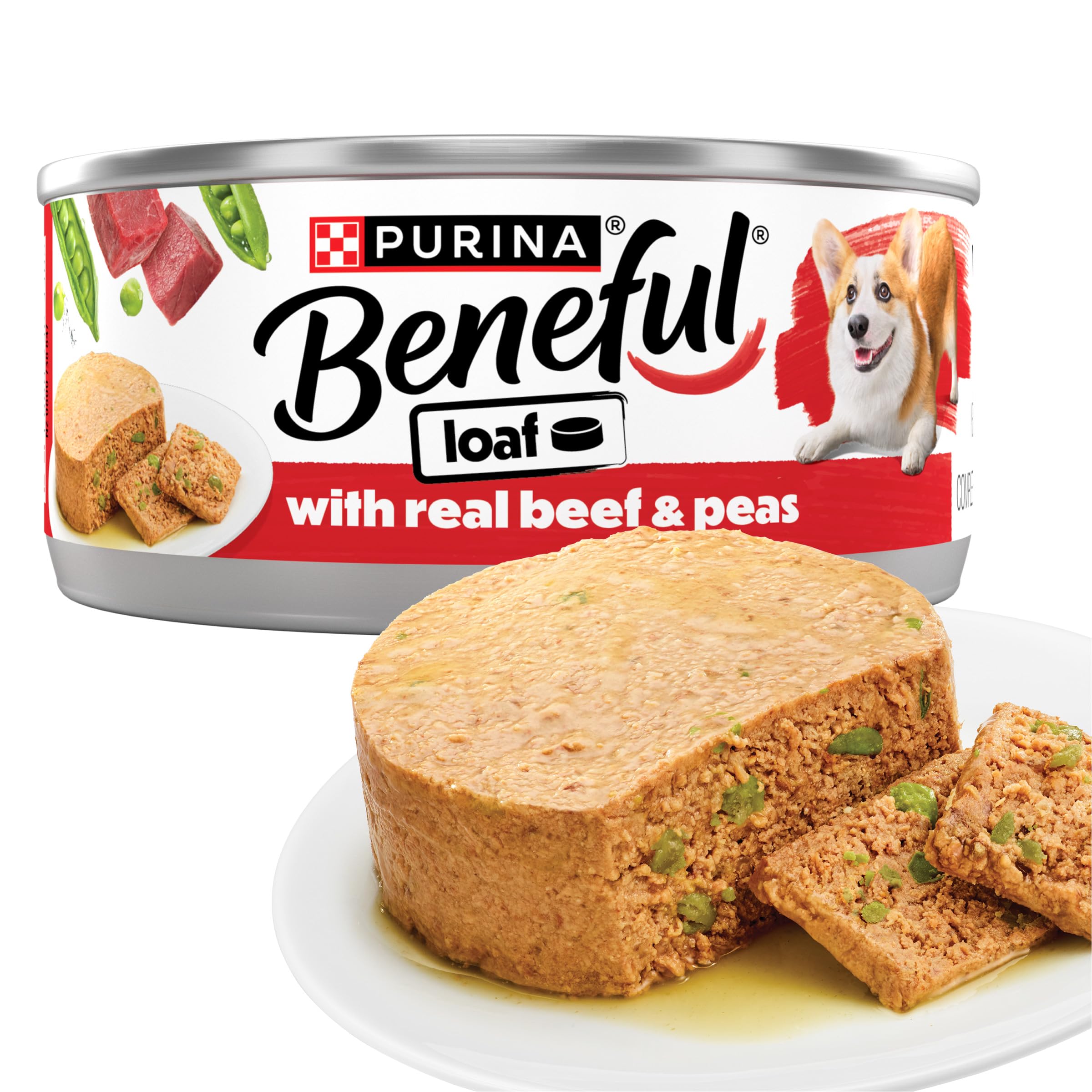 Purina Beneful with Real Beef and Peas Wet Dog Food Loaf - 5.5 oz Can (Pack of 12)