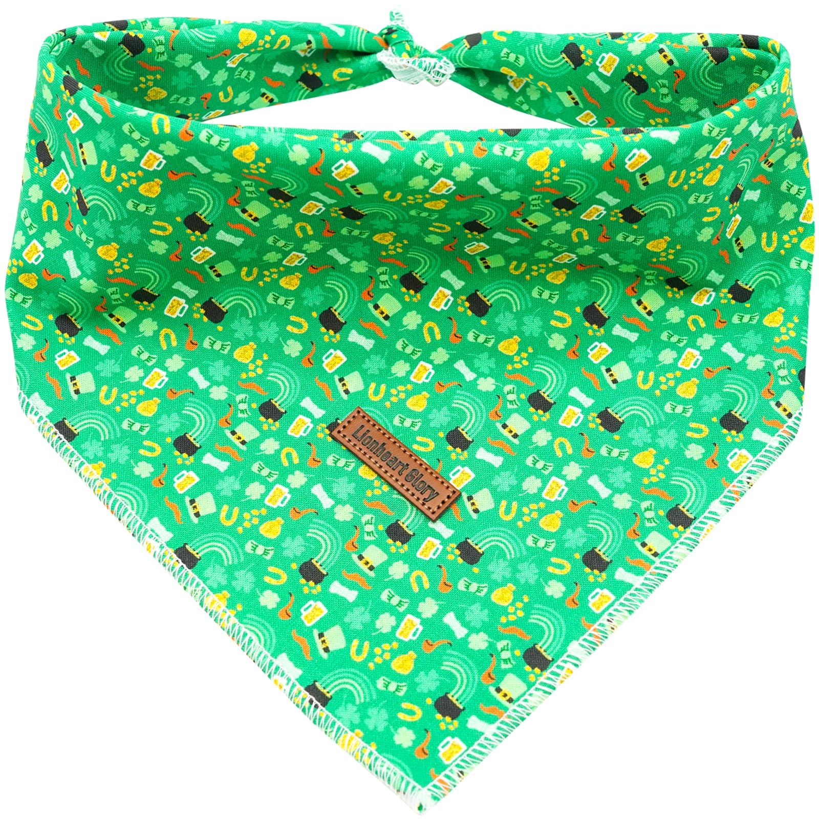Lionheart Glory St. Patrick'S Washable Soft Dog Scarf, Square Adjustable Bandana For Medium Large Dogs