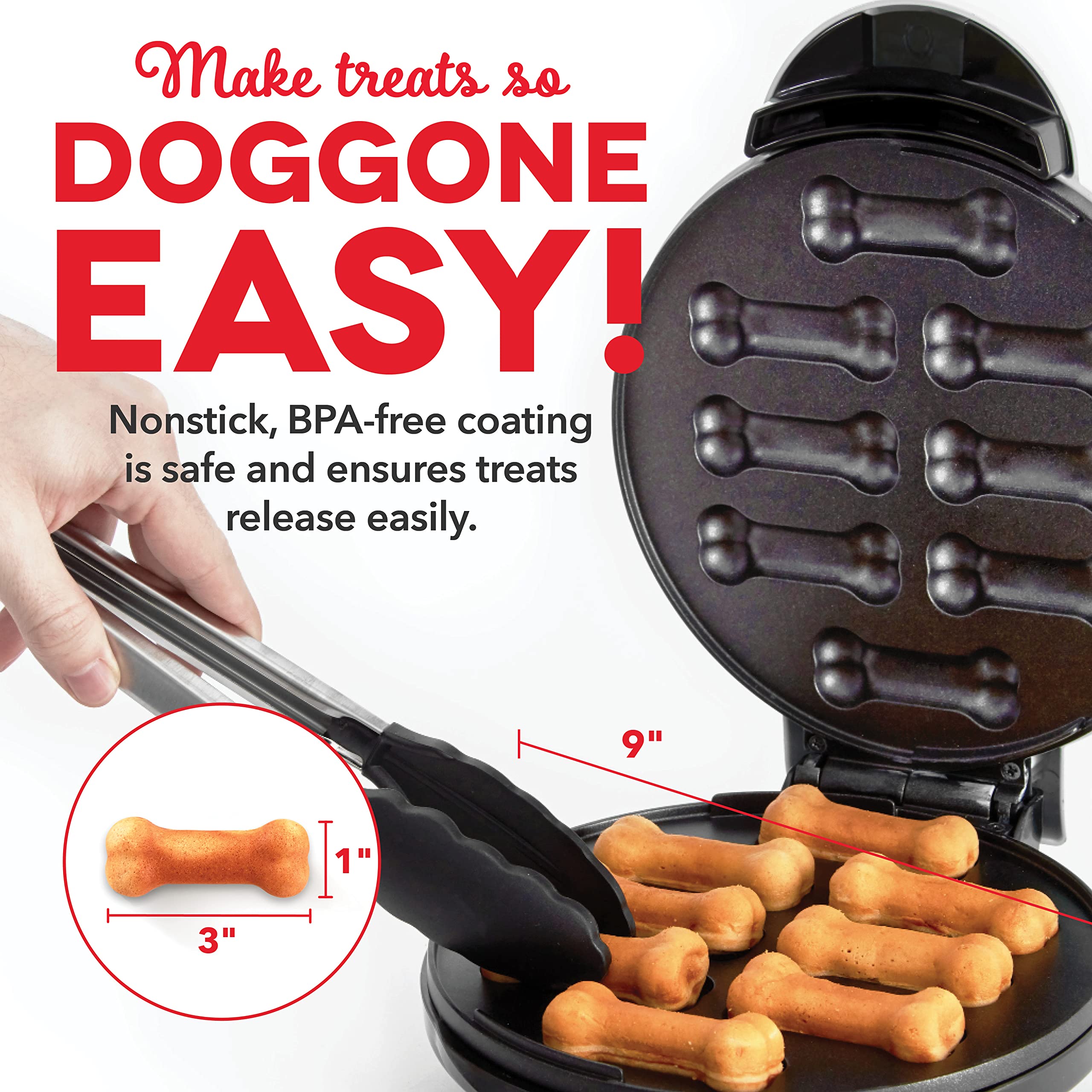 DASH Dog Treat Maker - Non-Stick, Makes 8 Homemade Snacks - White, Model DDTM008GBWP04
