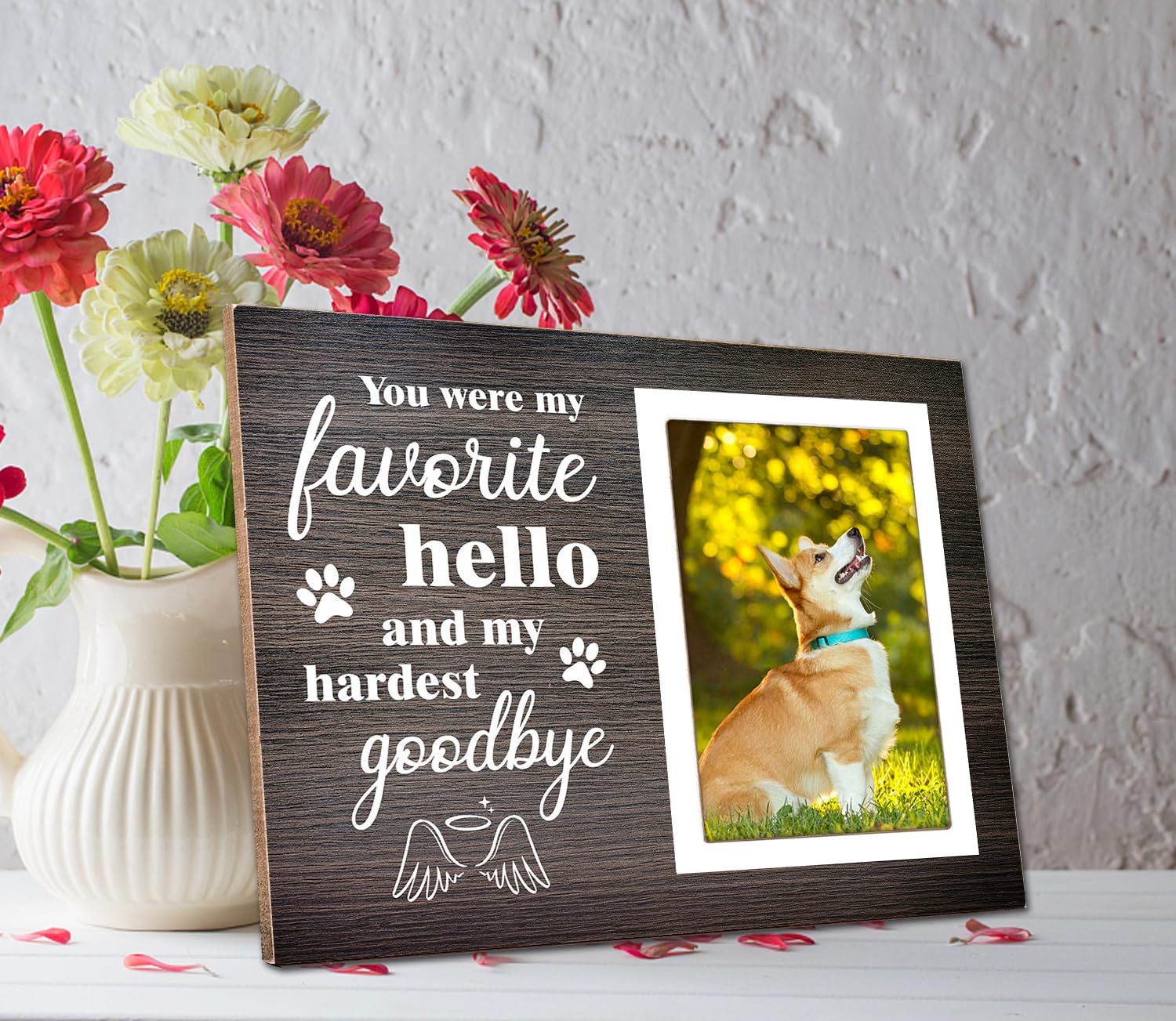 Itsoly Dog Memorial Picture Frame, Pet Cat Memorial Wooden Photo Frame, Photo Frame Gift For Dog Owners Sympathy For Loss Of Pet