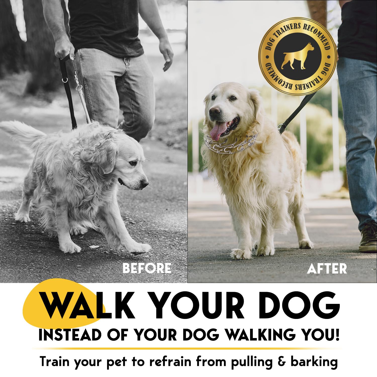 Petjett Prong Collar For Dogs - No Pull Choke Collar For Dogs, Pinch Collar For Dog, Adjustable Training Collar & Walking Tool F