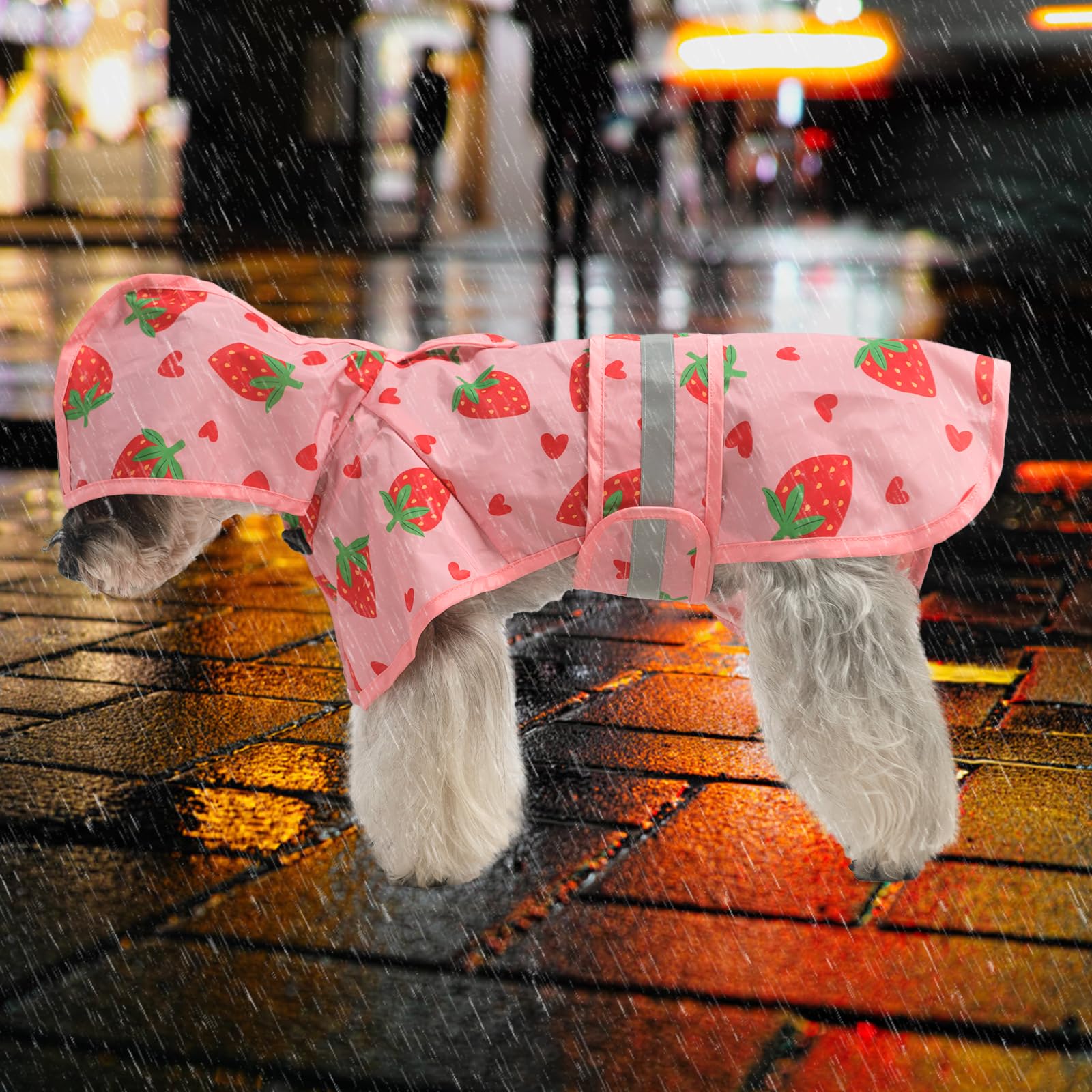 Kooltail Dog Raincoat Hooded Slicker Poncho With Leash Hole, Waterproof Dog Rain Jacket, Reflective Strip, Adjustable Breathable