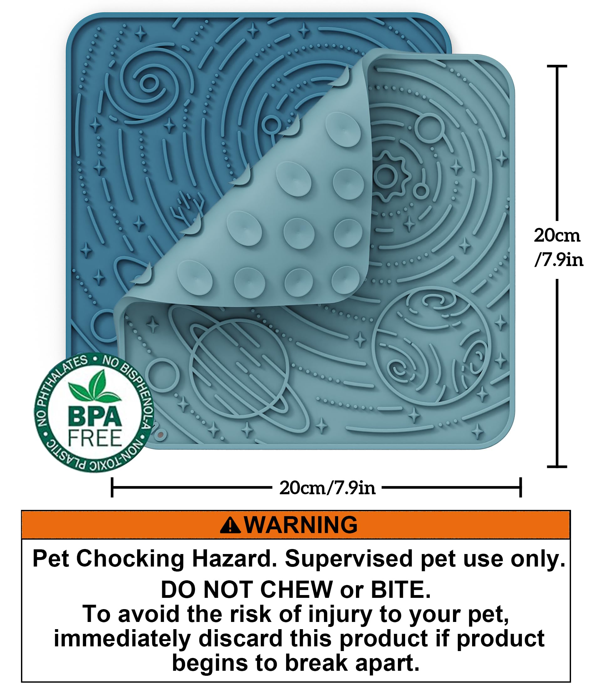 Ohmo Lick Mat For Dogs And Cats(Large, Dark&Light Blue, 2Pcs) Enrichment Accessories Toy Space Star Easy Clean Pet Slow Feeder/S