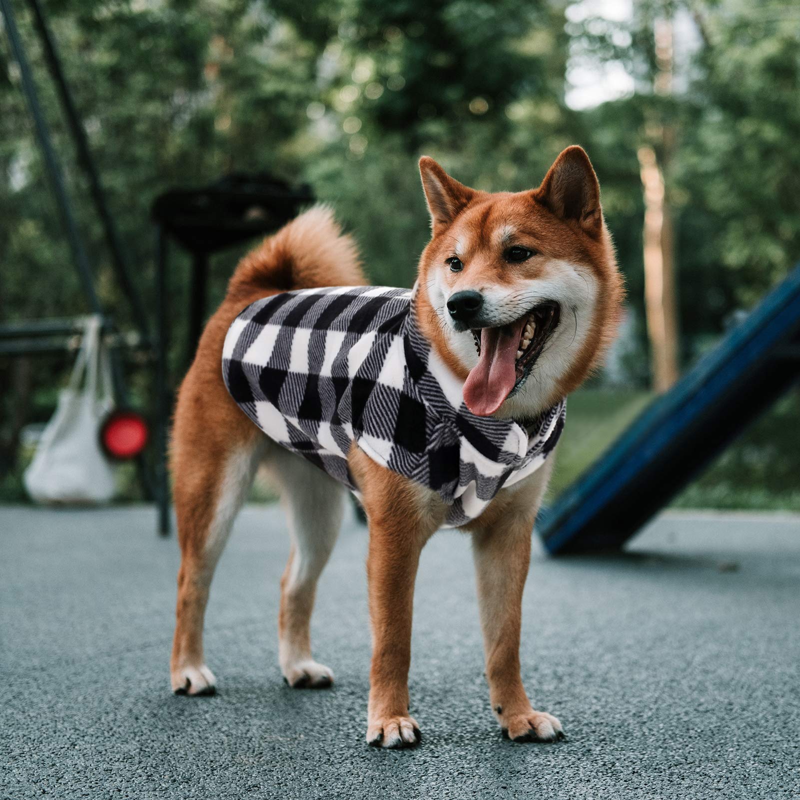 Asenku Dog Sweater, Plaid Fleece Vest, Soft Comfortable Pet Pajamas, Warm Winter Shirt, Cold Weather Coat Jacket - Small & Mediu