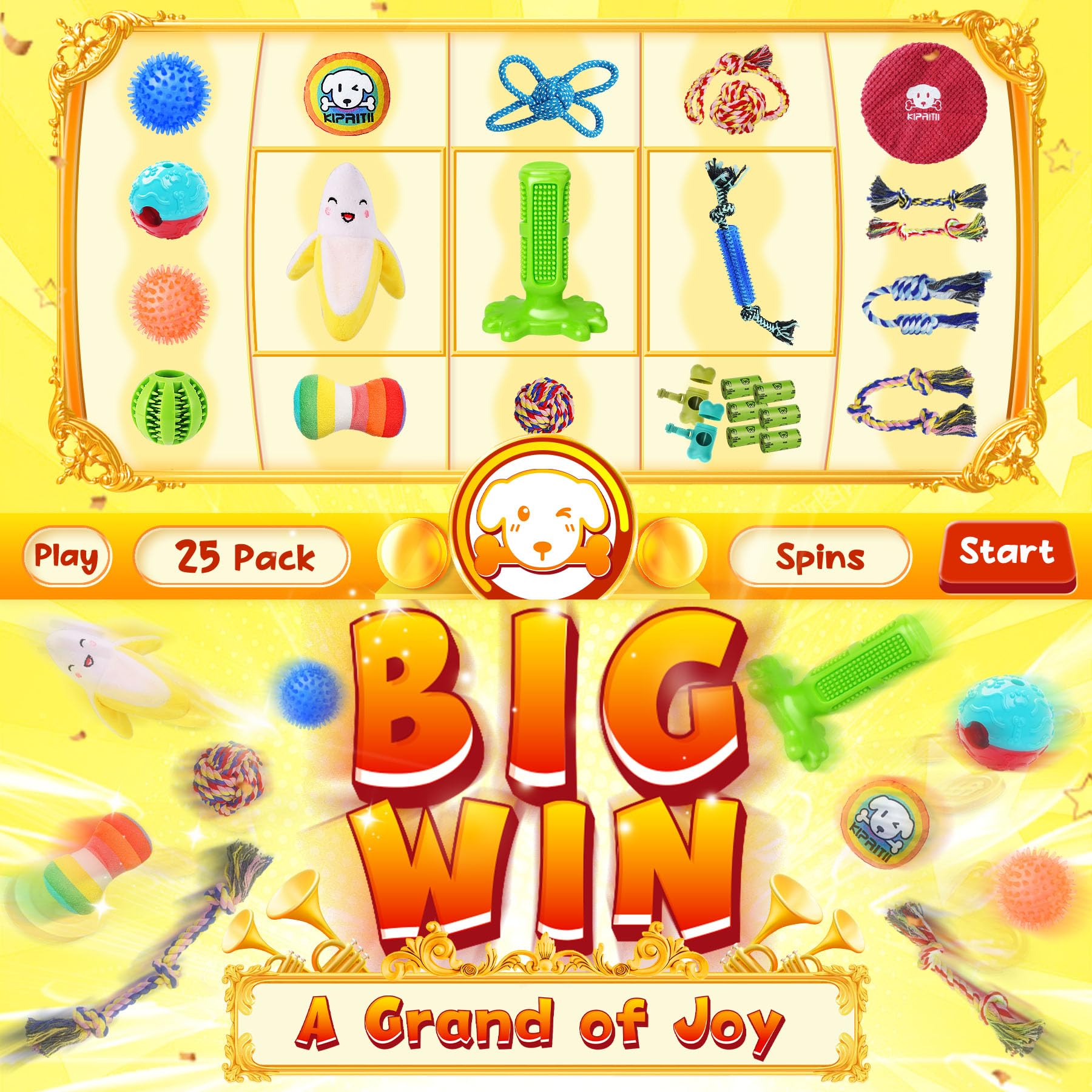 Kipritii 25 Pack Various Puppy Dog Toys For Teething, Entertainment & Interaction, Puppy Chew Toys Pack With Rope Toys, Treat Balls And Dog Squeaky Toys For Puppy & Small Dogs