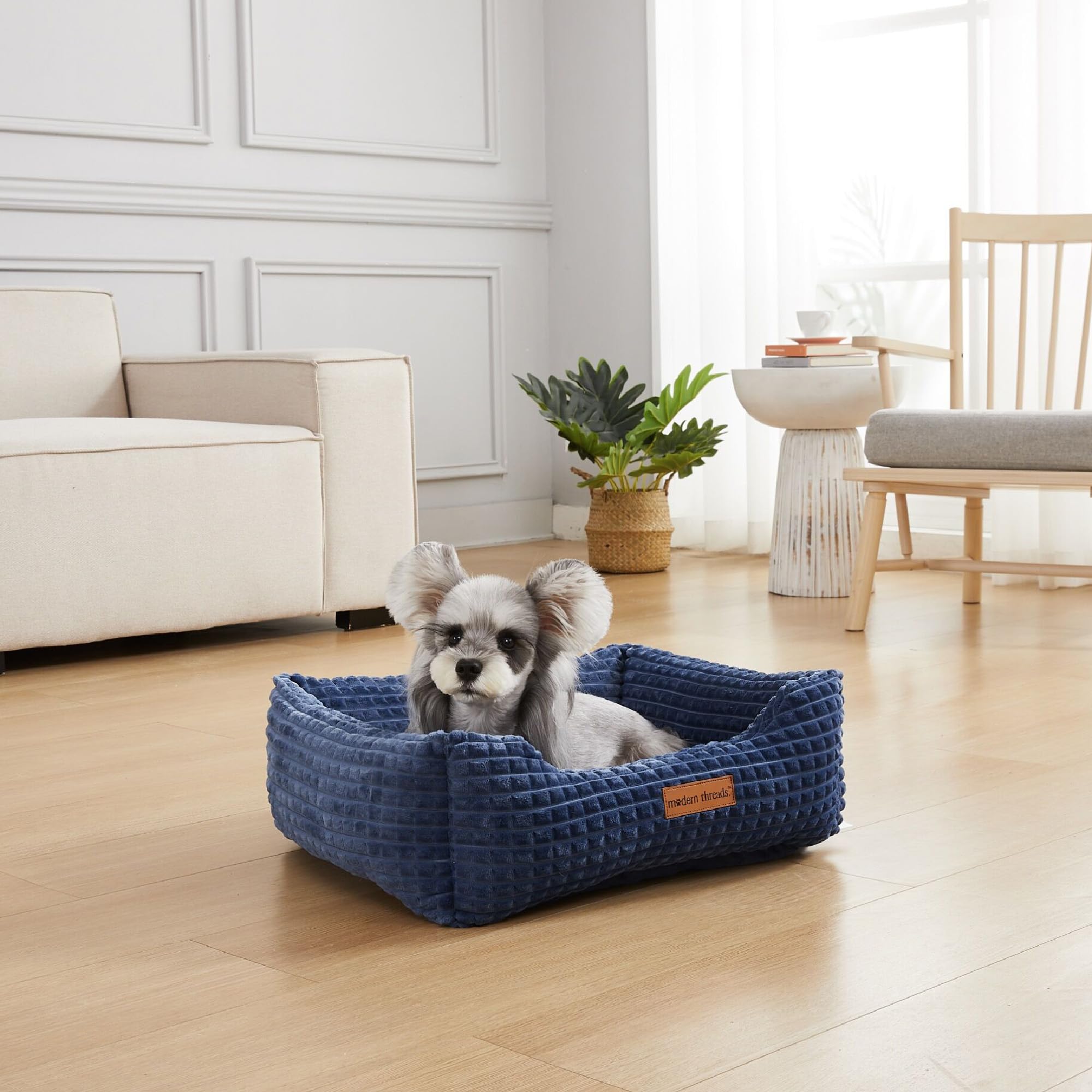 Modern Threads Ultra Soft Plush Pet Bed For Small And Medium Dogs With Elegant Texture And Stylish Design, Blue