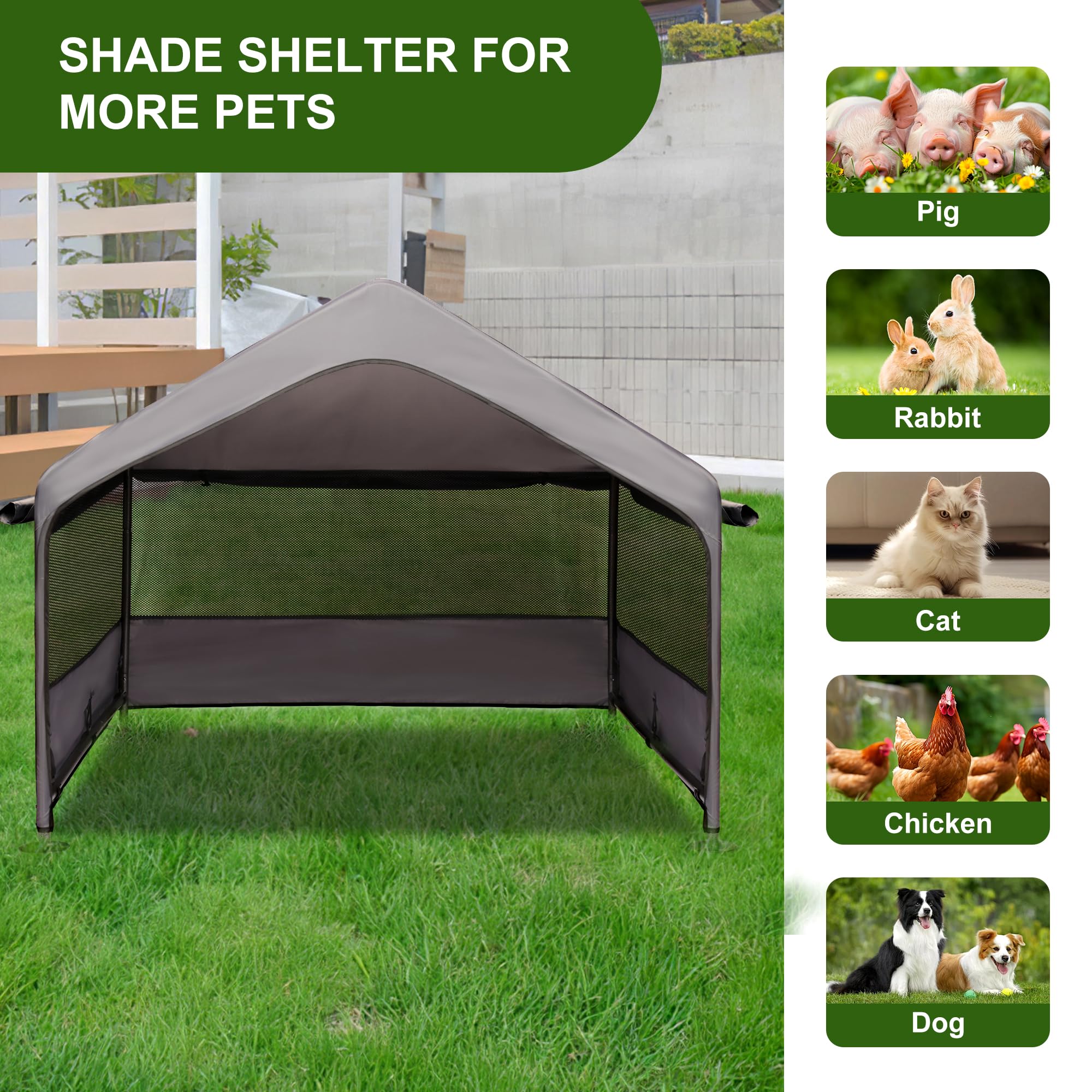 Summertrail Extra Large Dog House Outside, Dog Tent Outdoor, Big Dog Shade Shelter Doghouse Canopy With Three-Sided Breathable M
