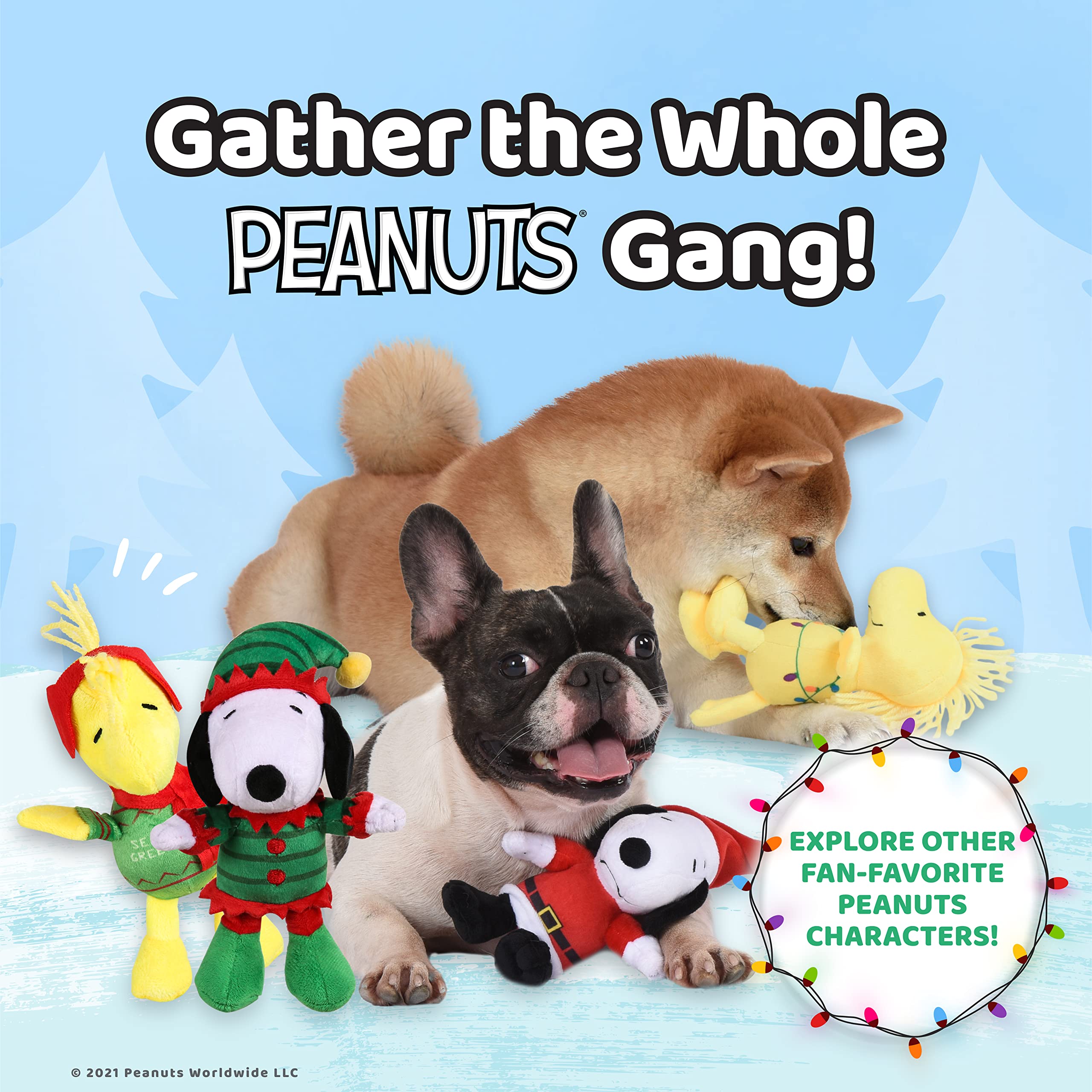Peanuts For Pets 6' Holiday 2021 Snoopy Plush Dog Toy With Squeaker | Green Snoopy Holiday Plush Dog Toy | Small Squeaky Dog Toys - Soft Stuffed Dog Toys Officially Licensed By Peanuts, (Ff19107)