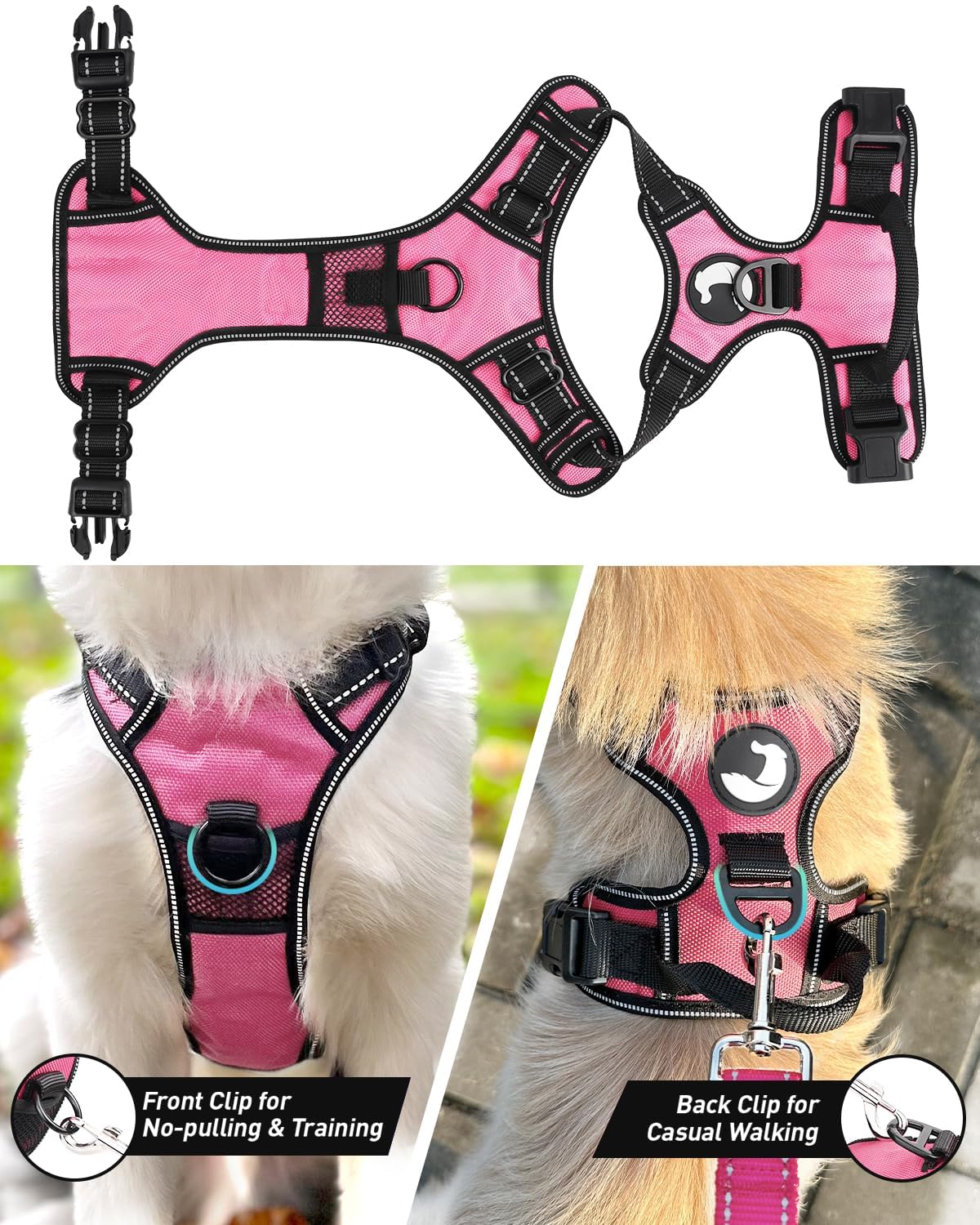 Joytale No Pull Dog Harness For Large Dogs, Reflective Pet Vest With Front Clip, Adjustable Soft Padded Harnesses With Easy Cont