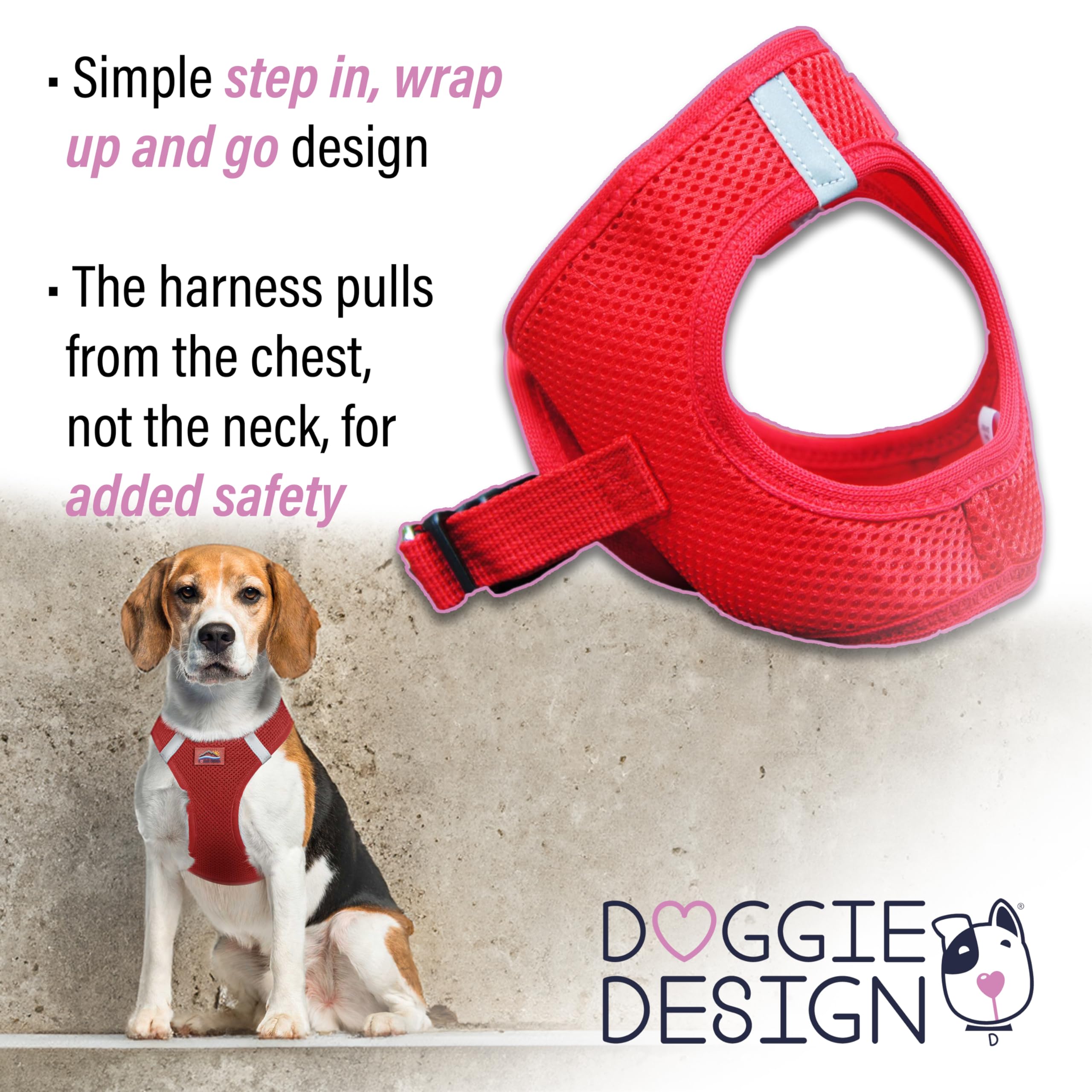 Doggie Design American River Ultra Choke-Free Mesh Dog Harness Red (X-Large)
