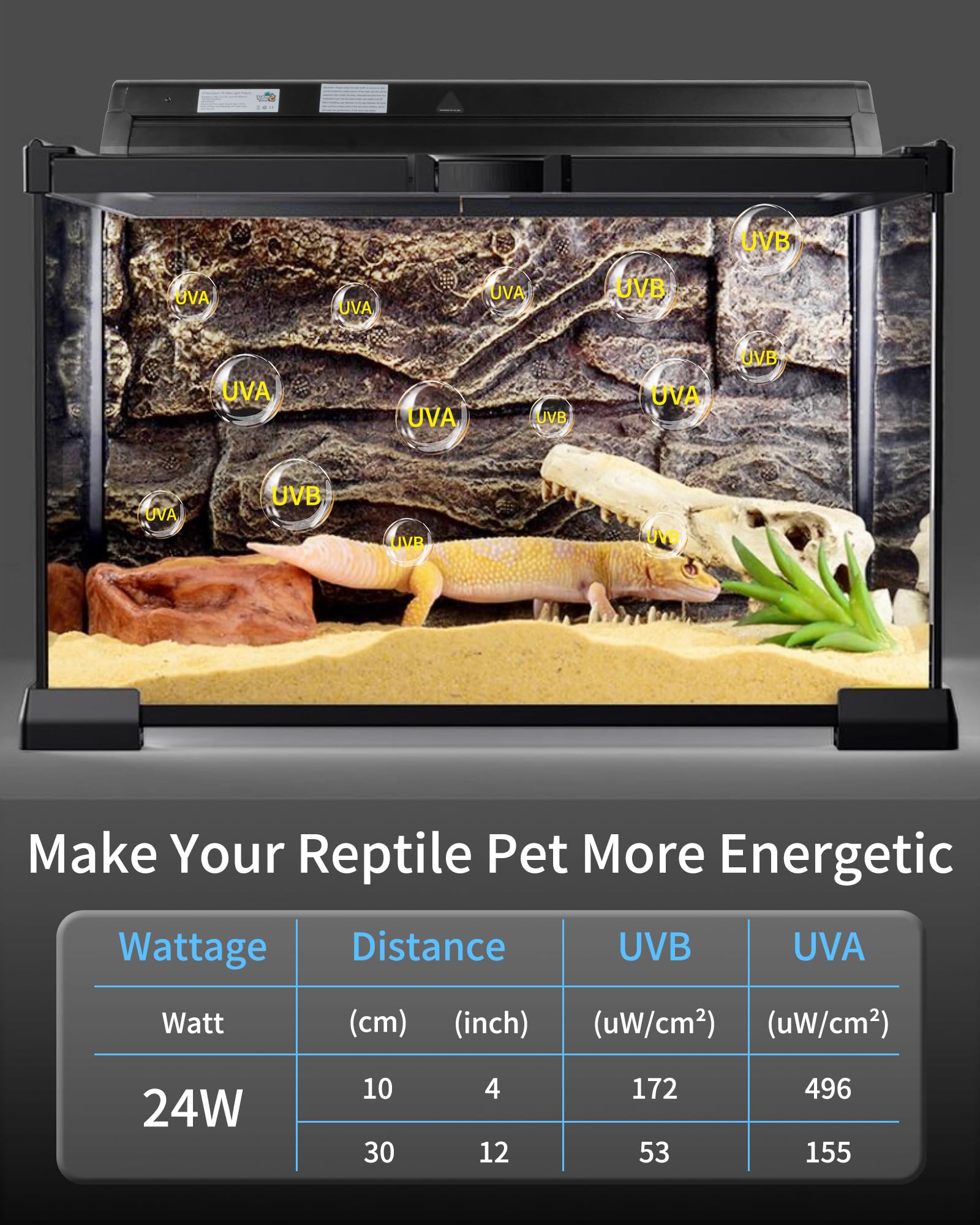 Lucky Herp T5 Reptile Light Fixture Combo Kit 24W (New Upgrade), Uvb Reptile Light Fixture With Desert Uvb 10.0 22'' Fluorescent