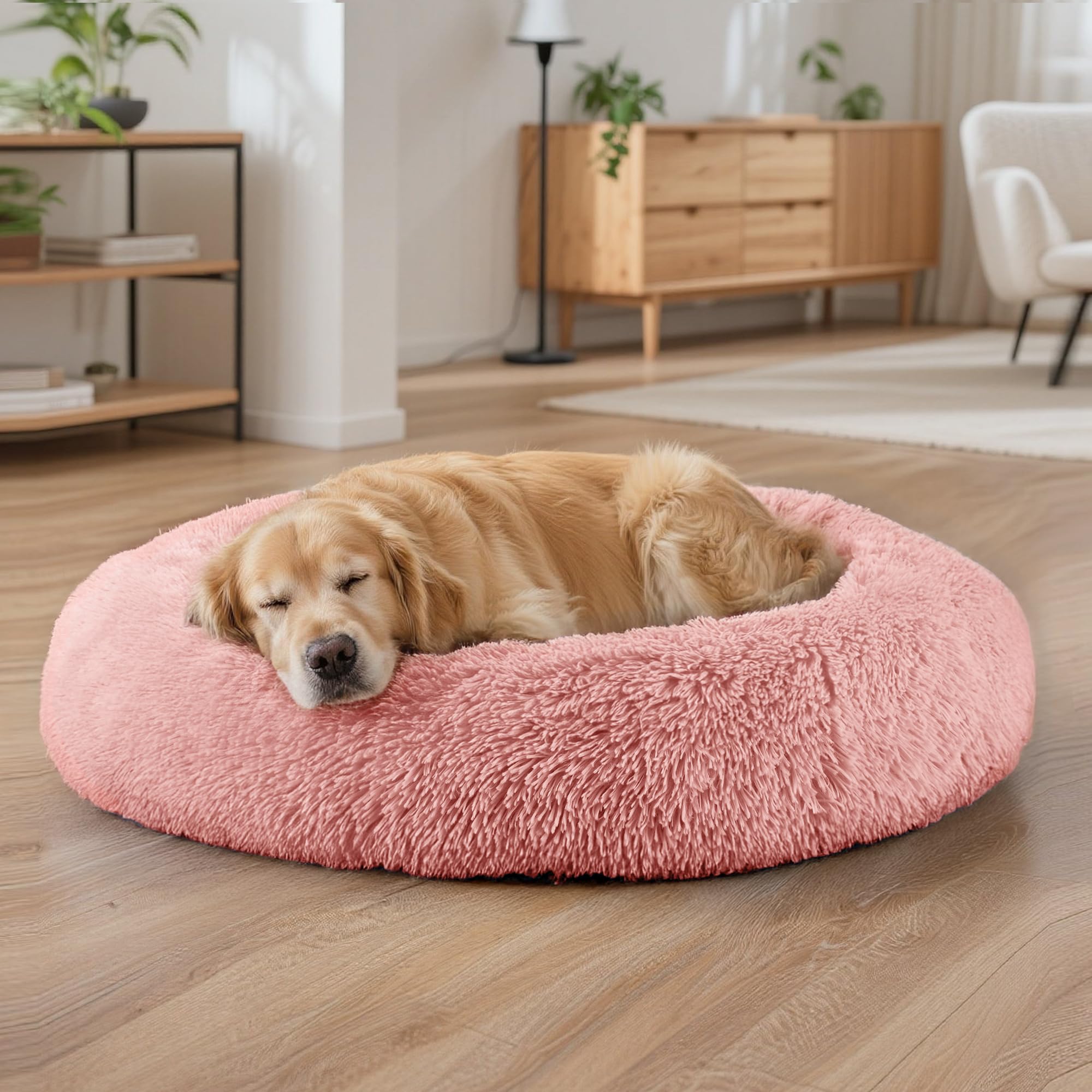 Dog Beds Large Sized Dog and Cats, 32in Pet Beds for Large Pet, Washable Indestructible Extra Large Dog Bed (Pink)