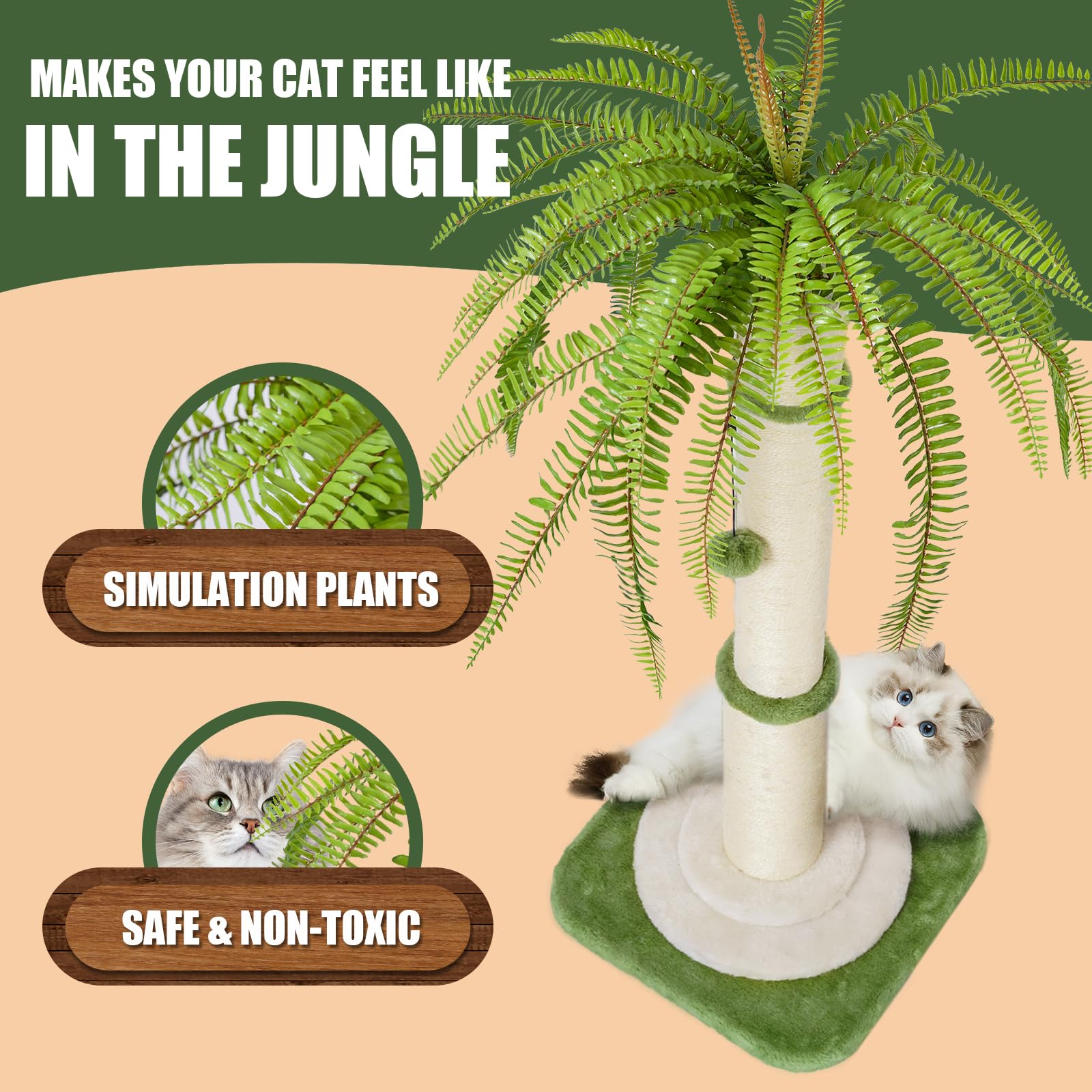 Honcet 42'' Tall Cat Scratching Post - Durable Cat Scratching Posts For Indoor Cats, Ideal For Large Cats, Ensures Long-Lasting