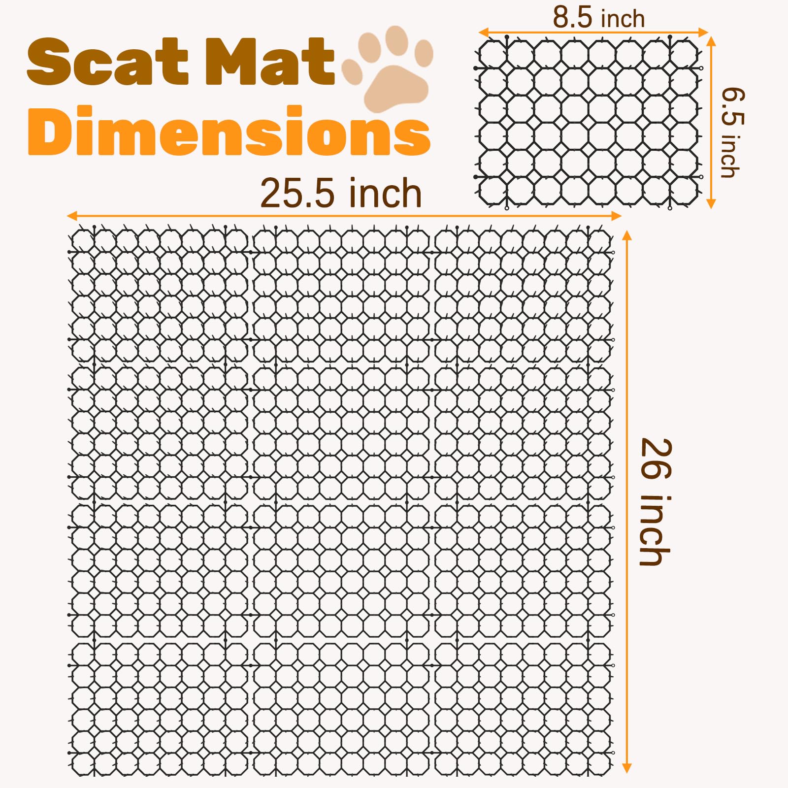 Oceanpax 12 Pack 8.5 X 6.5 Inch Square Cat Scat Mats For Cats With Spikes, Prickle Strips From Digging Cat Deterrent Outdoor Inc
