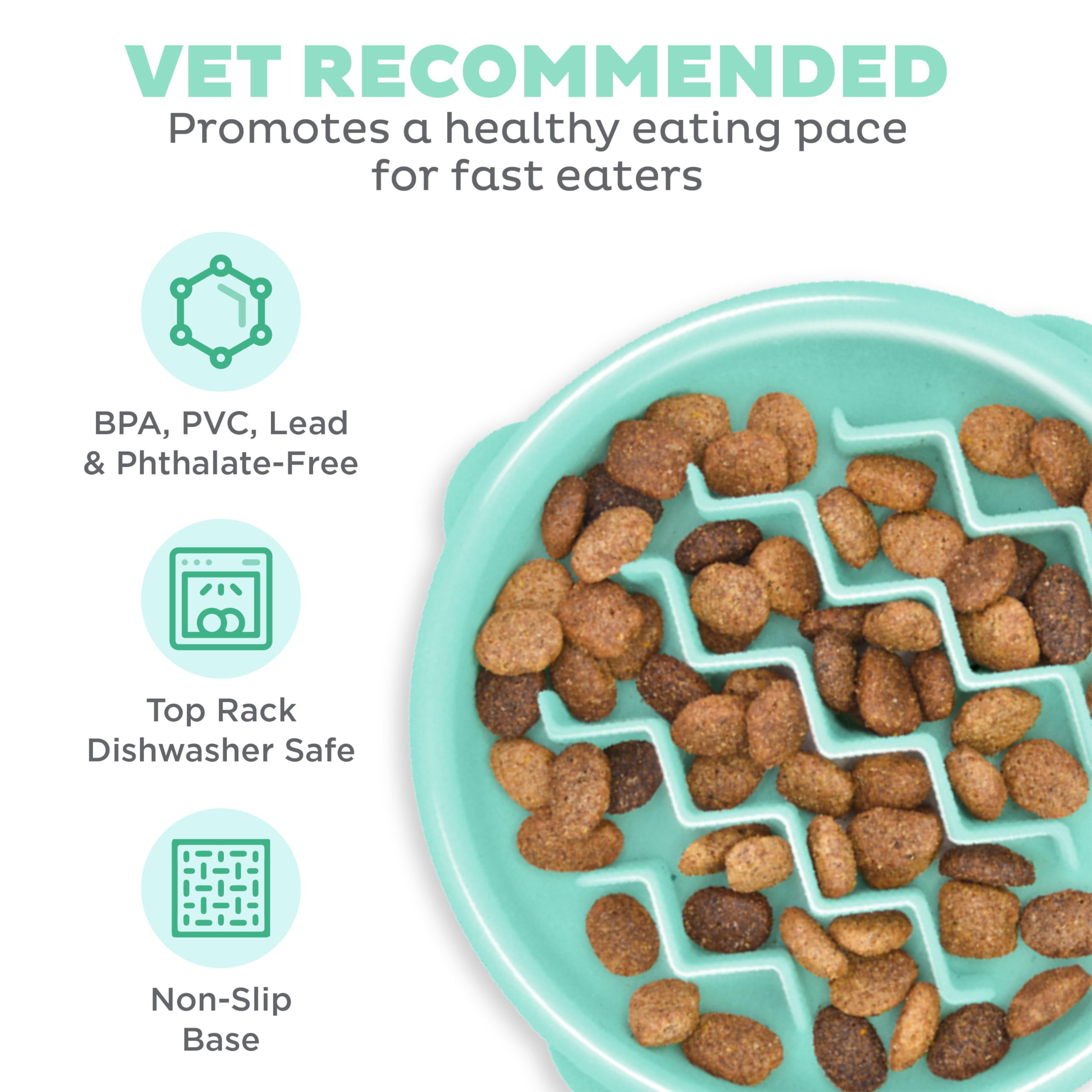 Outward Hound Small Fun Feeder Slow Bowl, Puzzle for Fast Eaters, Puppies, Cats & Small Dogs, Wet or Dry Food, Helps Prevent Blo