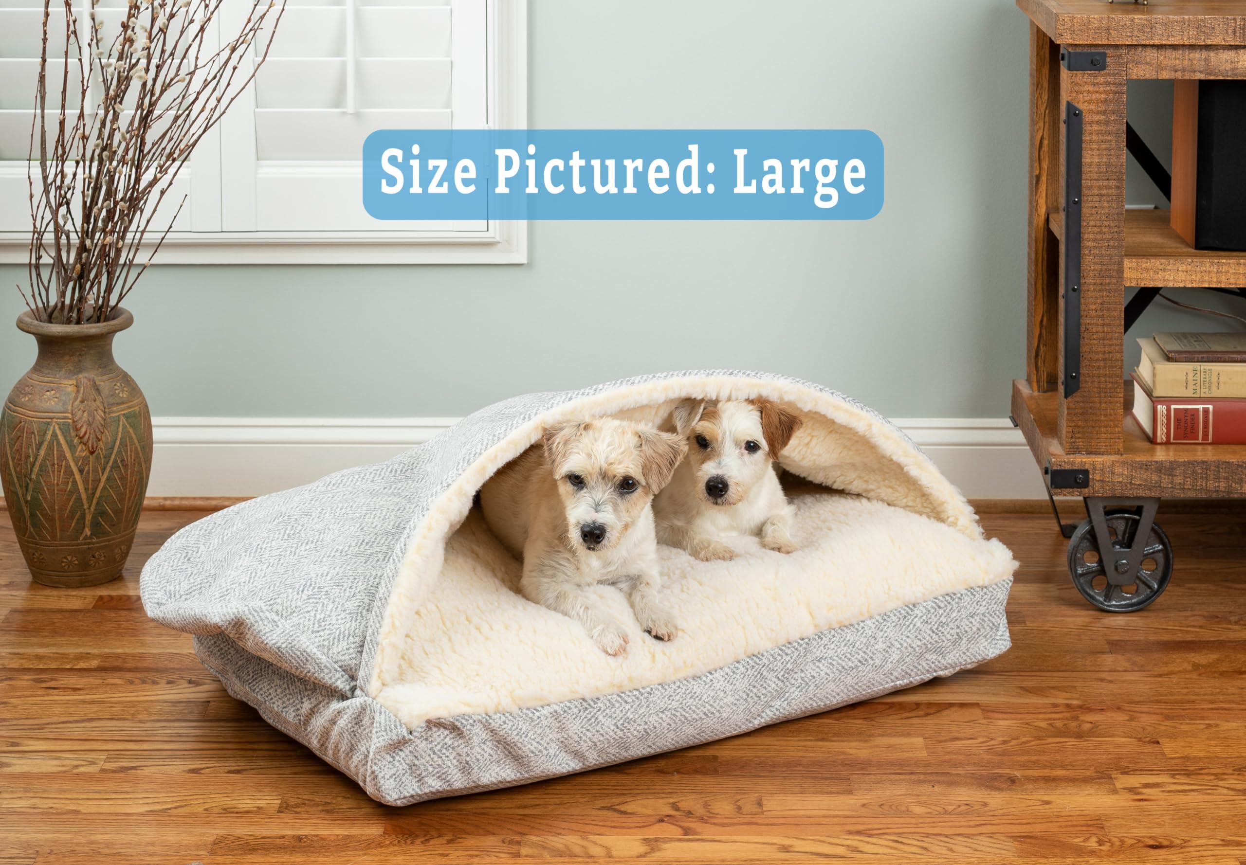 Snoozer Pet Products Luxury Rectangle Cozy Cave Dog Bed With Microsuede, Showdog Collection, Large, Palmer Dove
