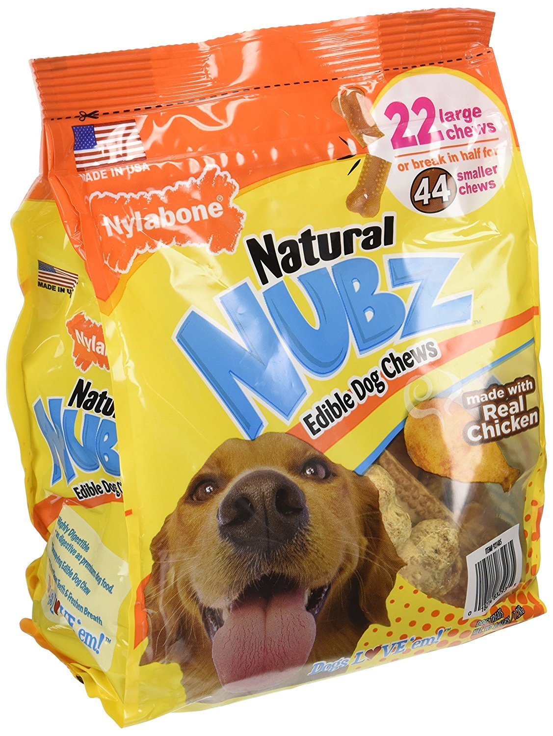 (Pack of 2) Nylabone Natural Nubz Edible Dog Chews 22ct. (2.6lb/Bag) -Total 5.2lb -Like New