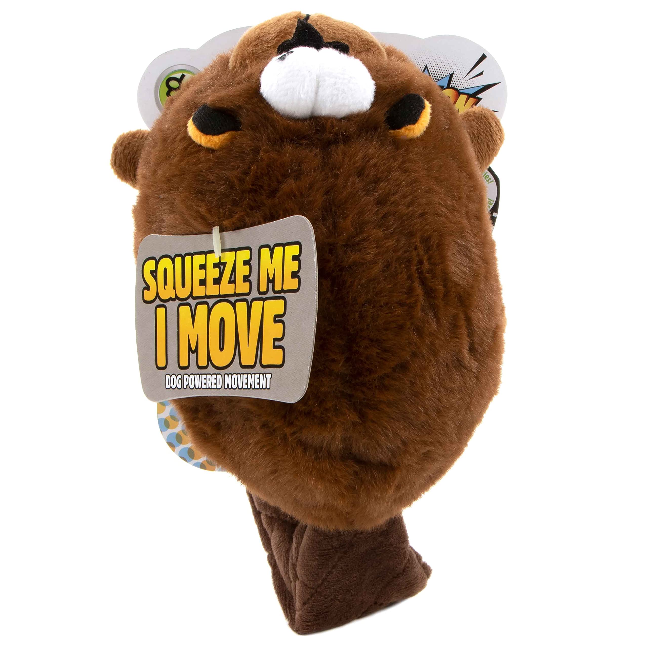Godog Action Plush Beaver Animated Squeaky Dog Toy, Chew Guard Technology - Brown, One Size