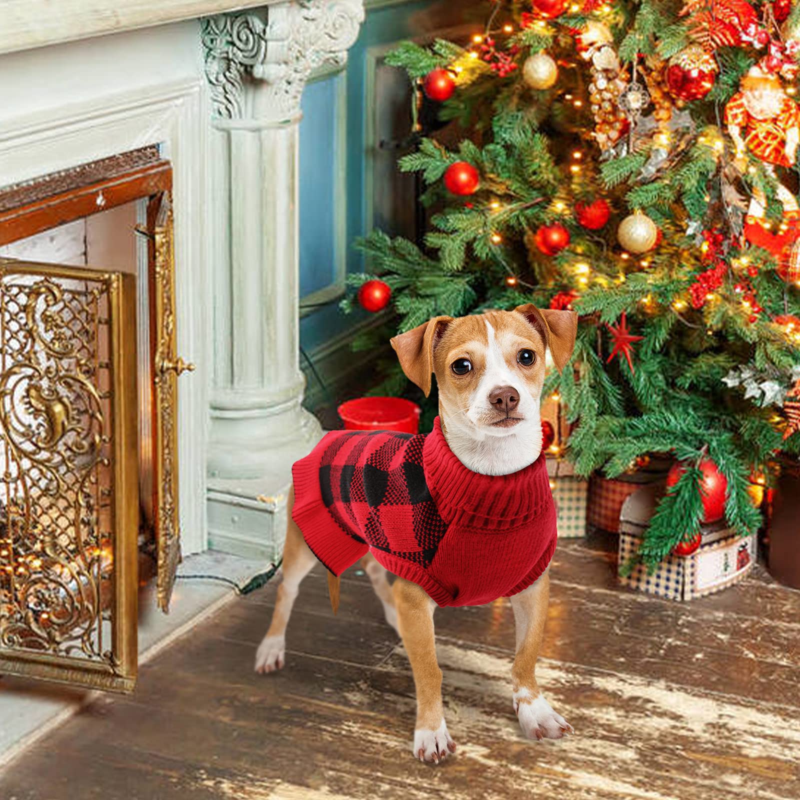Qbleev Dog Sweaters For Medium Dogs, Dog Christmas Sweaters Puppy Sweaters Pullover Dog Sweater Dress Warm Winter Turtleneck Pet