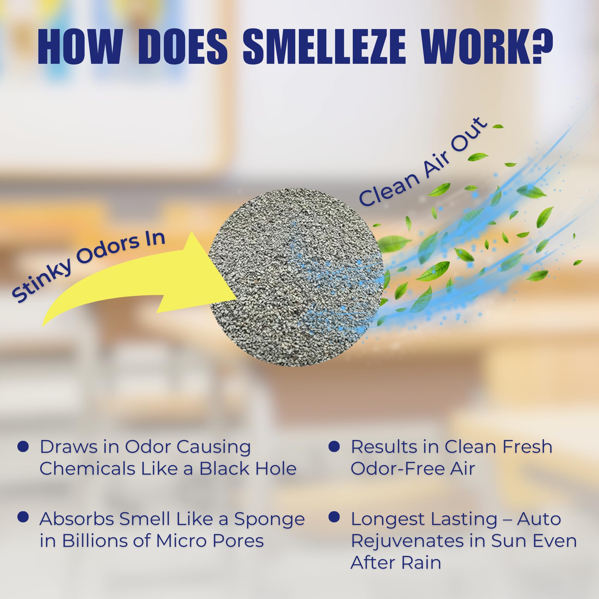 SMELLEZE Natural Yard Odor Remover, 2 lb Granules, Eliminate Pet Urine & Stool Smell, Safe for People, Pets & Plants, Green