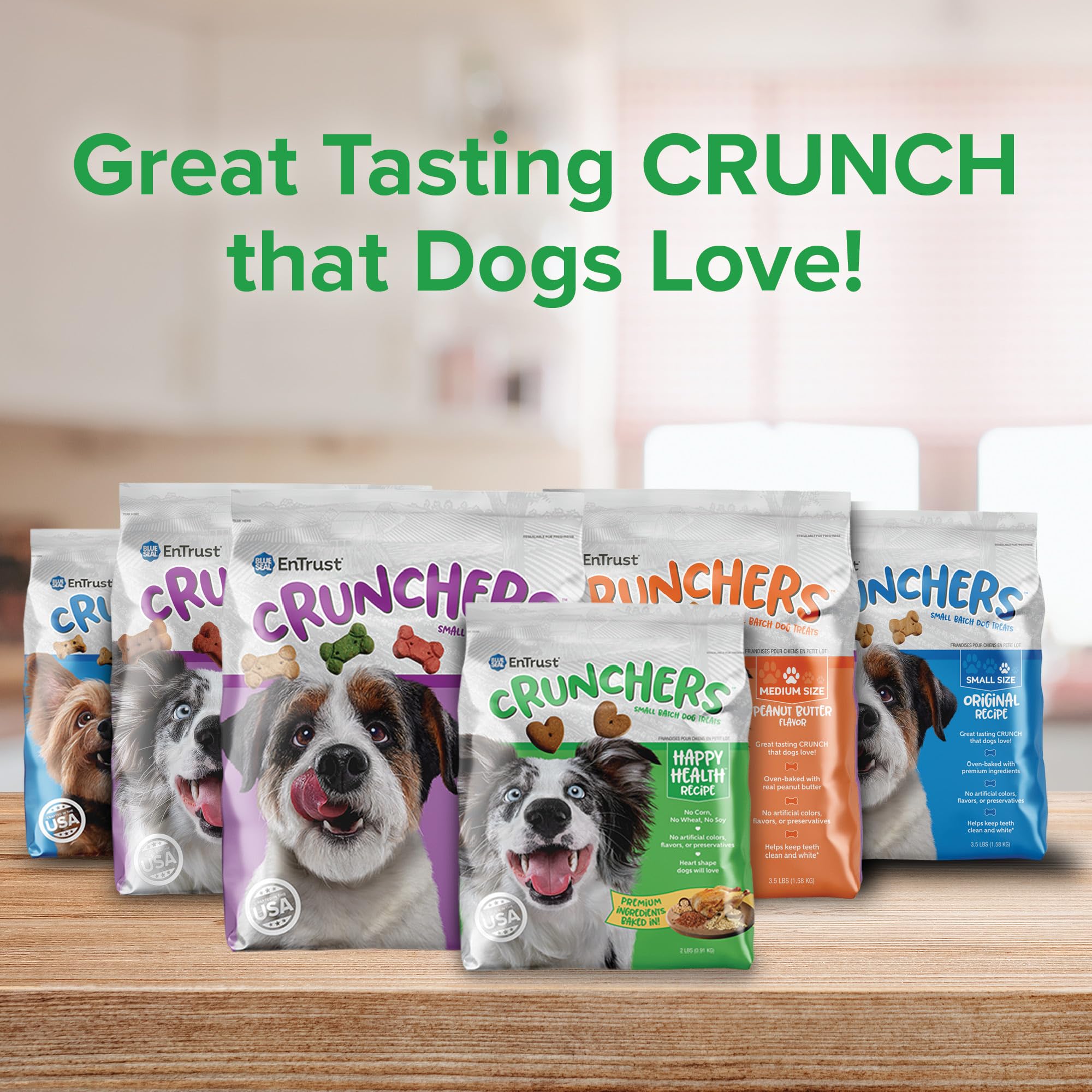 Blue Seal Kent Entrust Crunchers - Small Dog Treats, Happy Health Recipe - Crunchy Oven Baked Biscuits with Premium Ingredients,