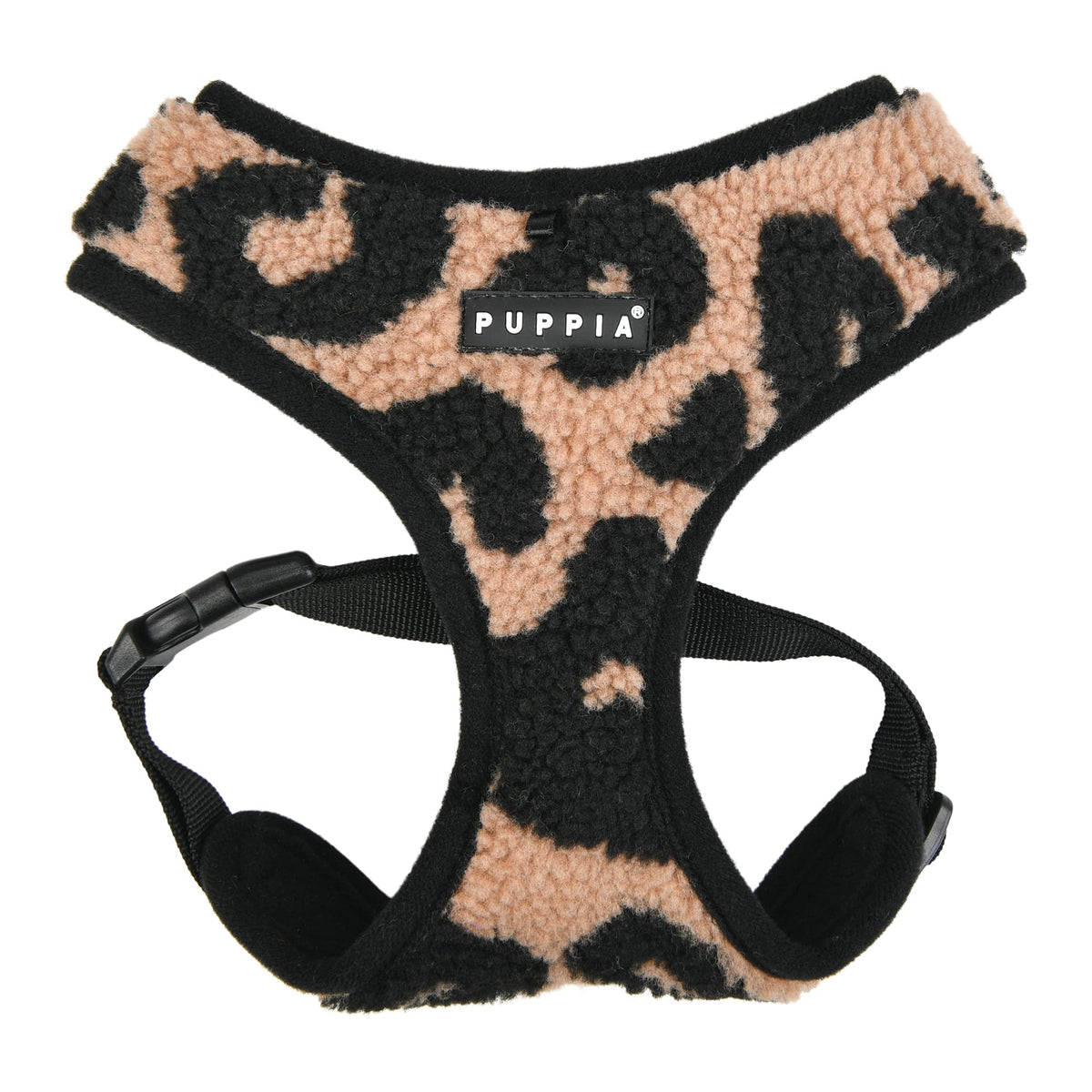 Puppia Serval Dog Harness Over-The-Head Warm Winter Leopard Pattern Adjustable Chest For Small And Medium Dog, Beige, Large