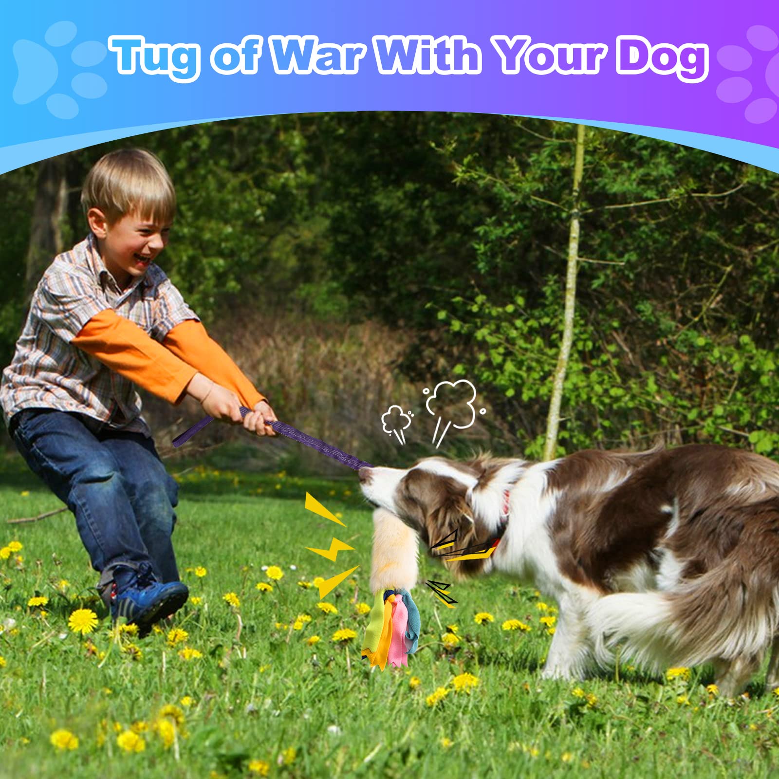 Dog Rope Toys, Nearly Indestructible Dog Rope Toys With Strong Squeak- Ideal Tug Of War Interactive Dog Training Toy, Dental Cleaning Chew Toys, Dog Tug Toy For Boredom Suitable For Dogs Of All Ages