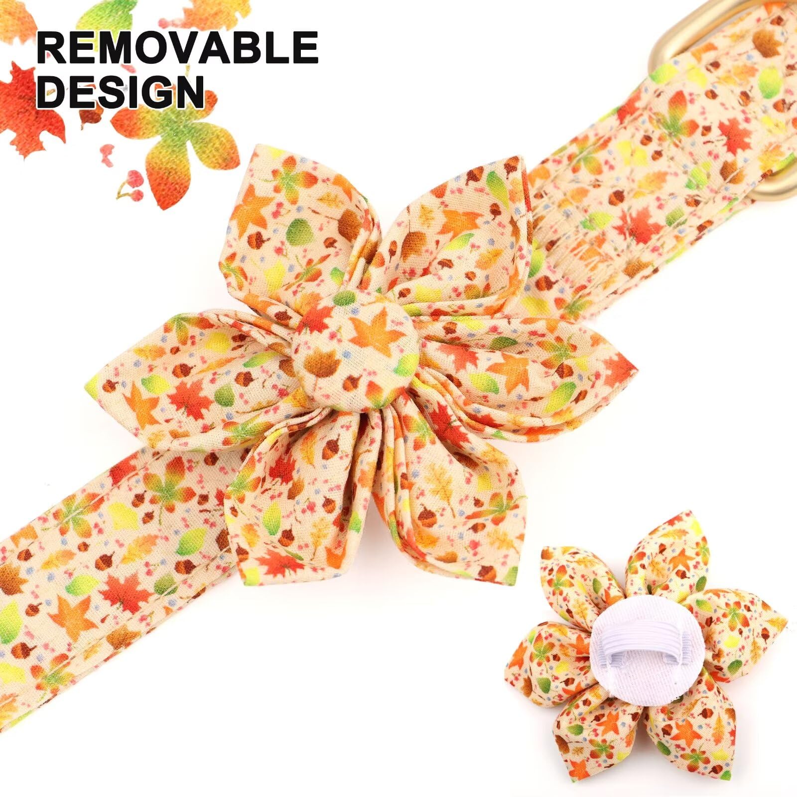 Beirui Cute Girl Dog Collars for Female Dogs, Fall Dog Collar with Flower, Soft Floral Pet Collars for Small Medium Large Dogs(C